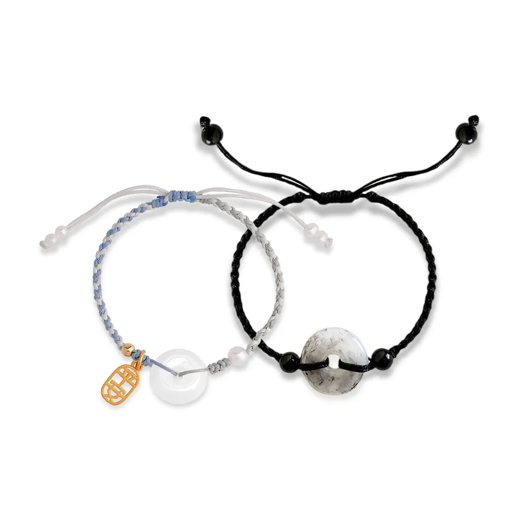 Shiban Ткань Черный And Белый Браслет Унисекс