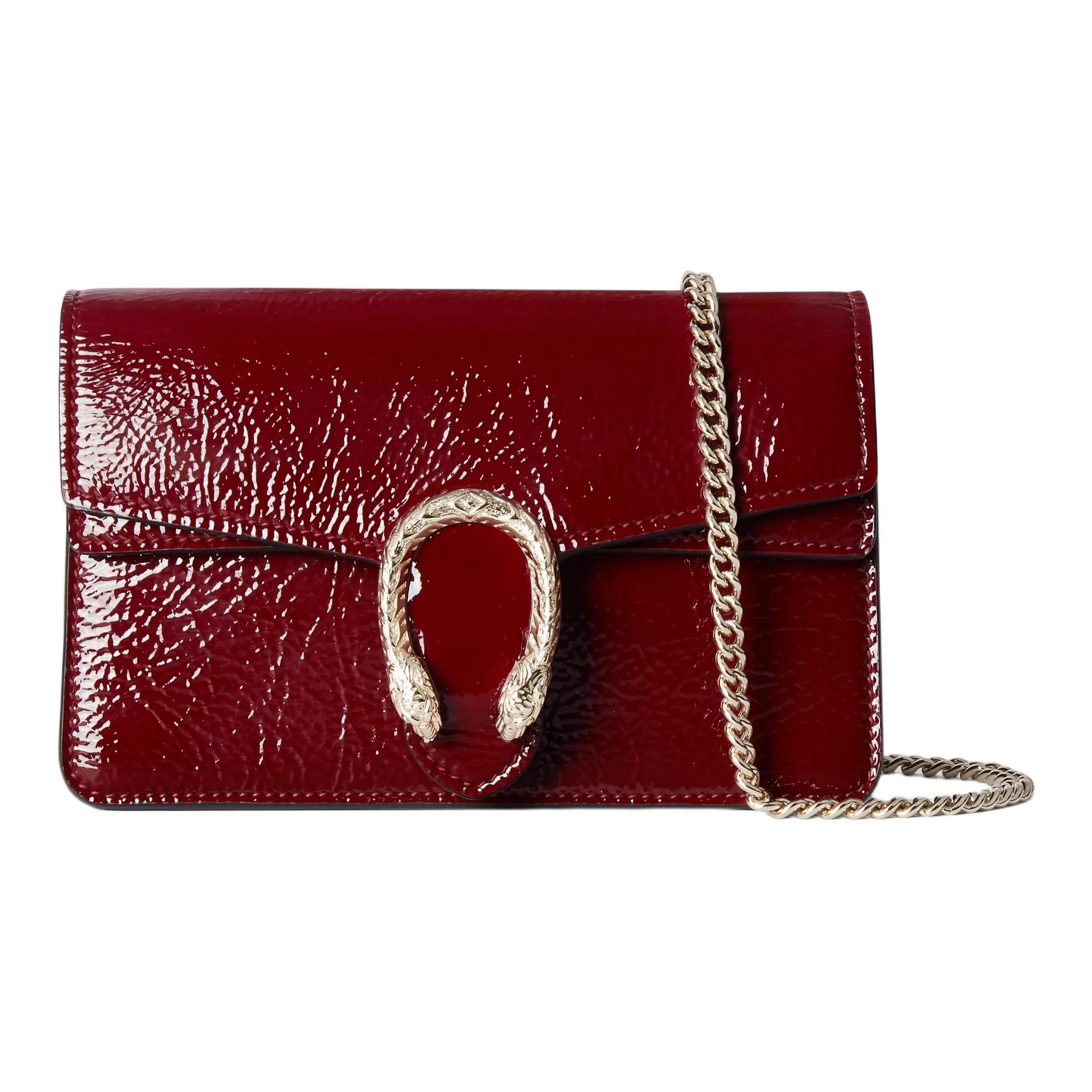 GUCCI Rosso Still Patent Leather Crossbody Bag, Shoulder Bag Extra Mini Women's Red