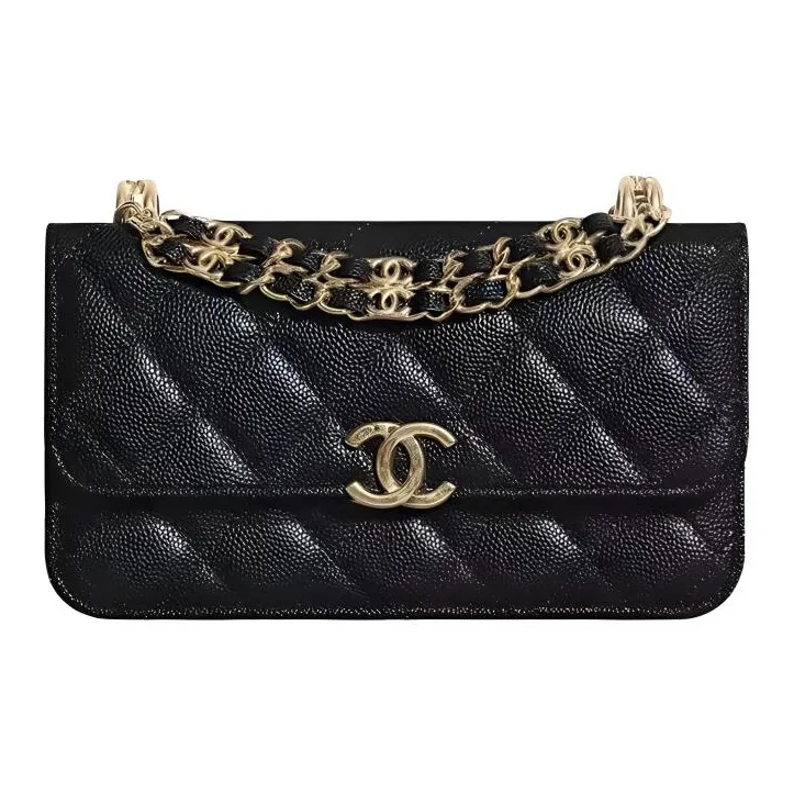 CHANEL 22K Autumn And Winter Grain Embossed Cow Leather Shoulder Bag, Crossbody Bag Women's Black
