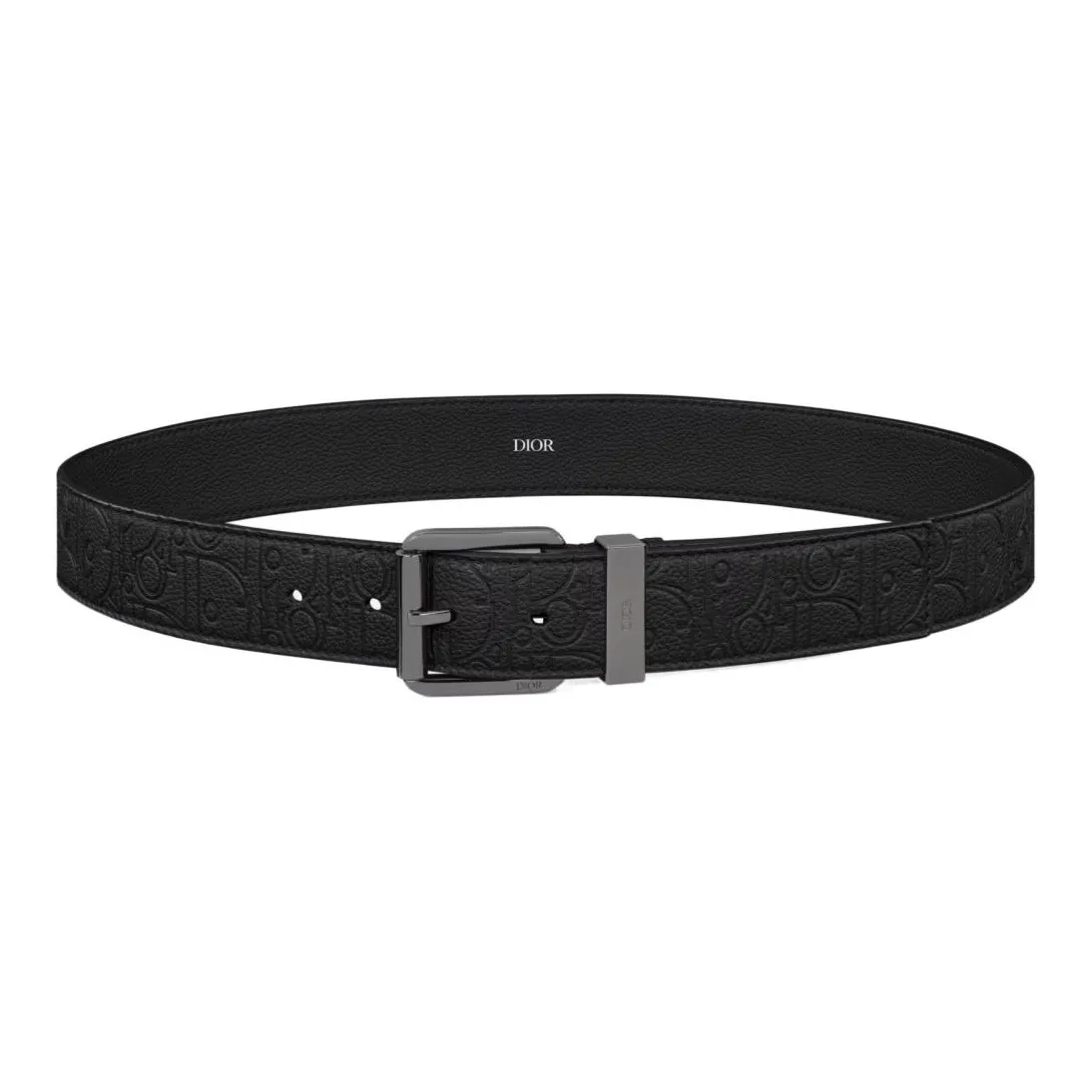 DIOR Calfskin Leather Belts Men's Black Width 3.5CM