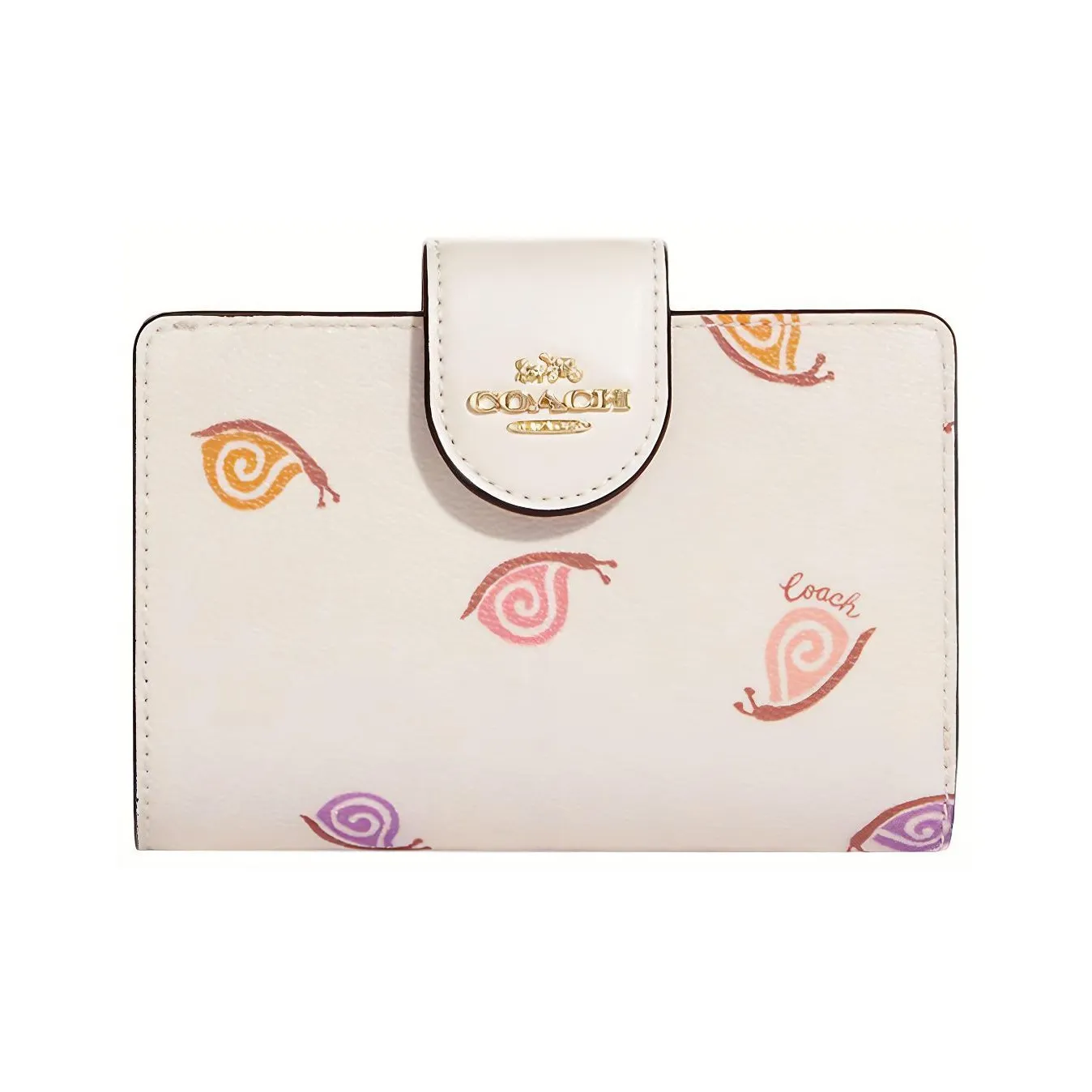 COACH Гладкая кожа с покрытием холст держатель для карт кошелек женский мел белый