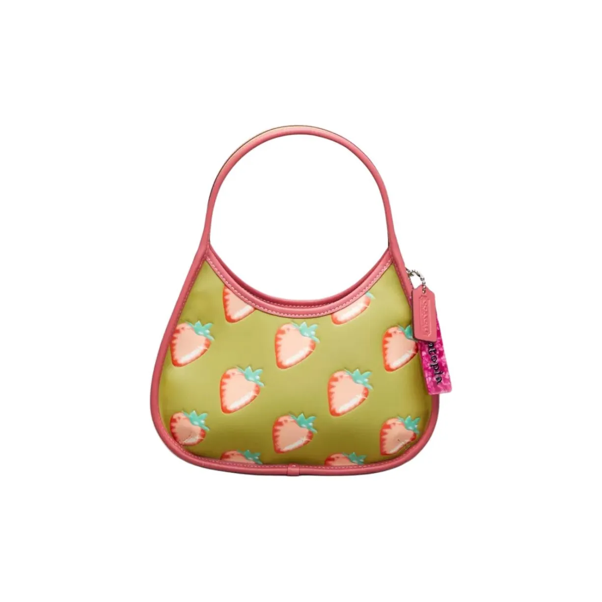 Coachtopia Ergo Recycled Leather One Shoulder Handbag Medium Size Women's Lime Green Multicolor