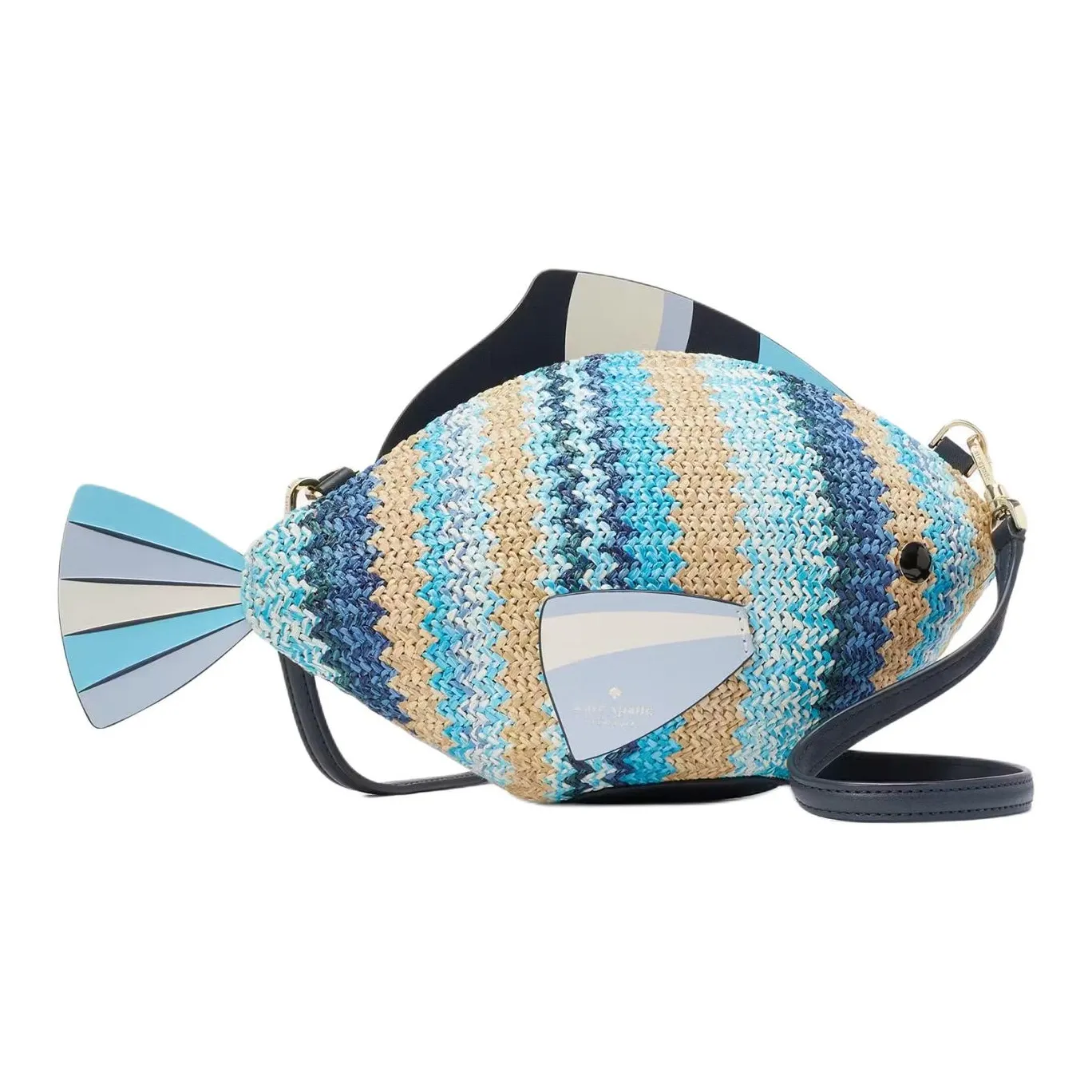 Kate Spade Straw With Smooth Leather Shoulder Bag, Crossbody Bag Women's Blue & Multicolor