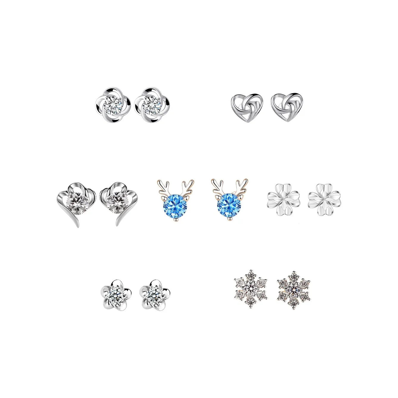 Серьги-гвоздики из серебра 925 пробы DJIN женские