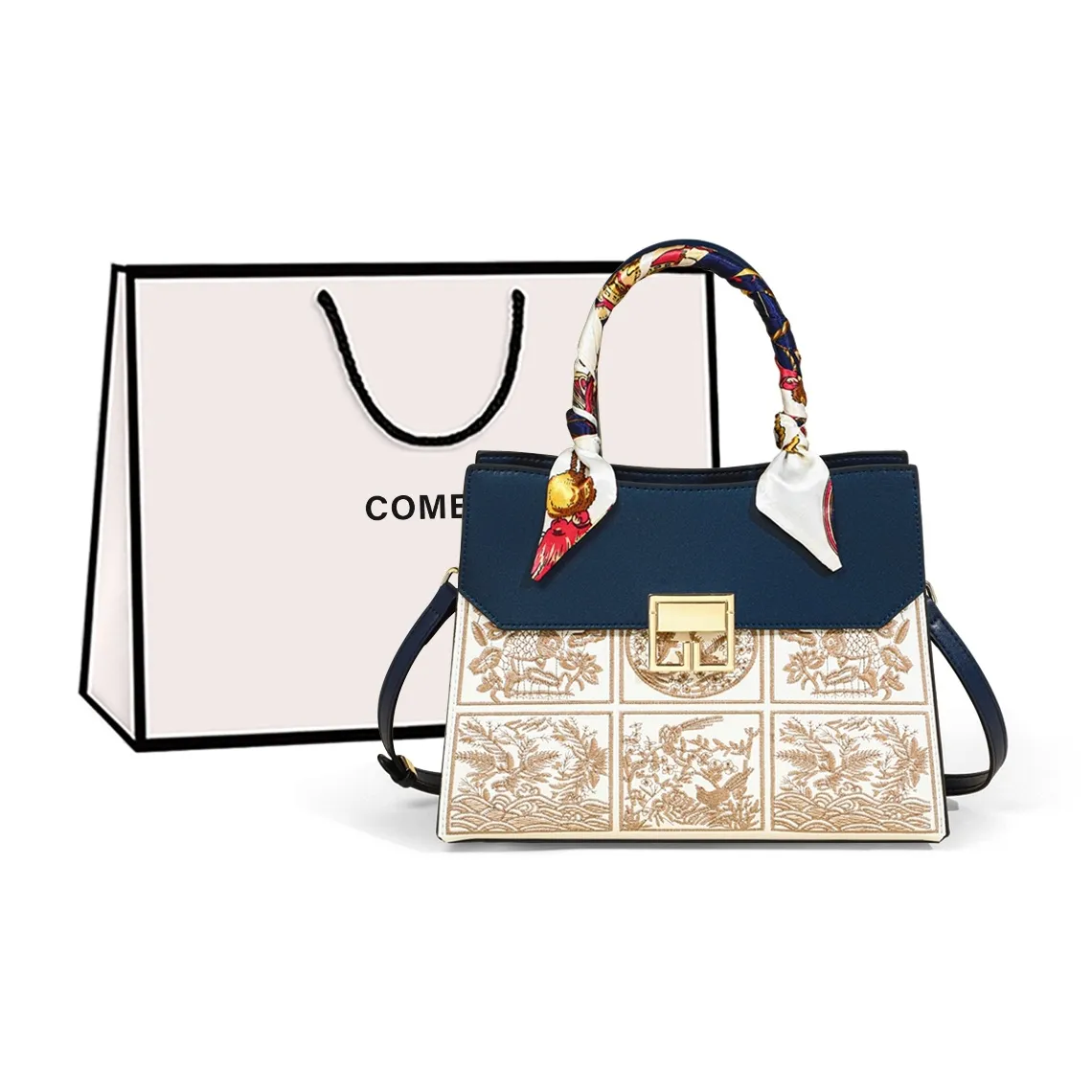 COMELY Коровья кожа с синтетической кожей одно плечо сумка женская синяя