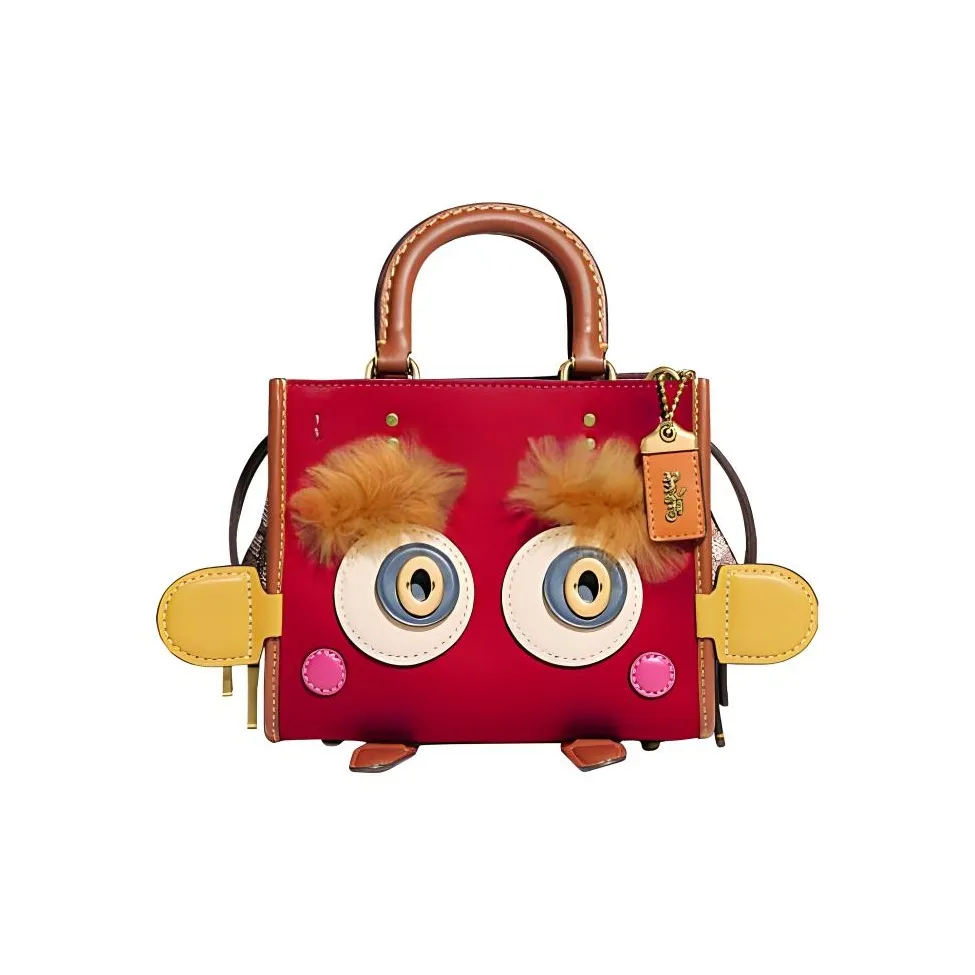 COACH Rogue Cow Leather Handbag Shoulder Bag Crossbody Bag Small Size Women's True Red
