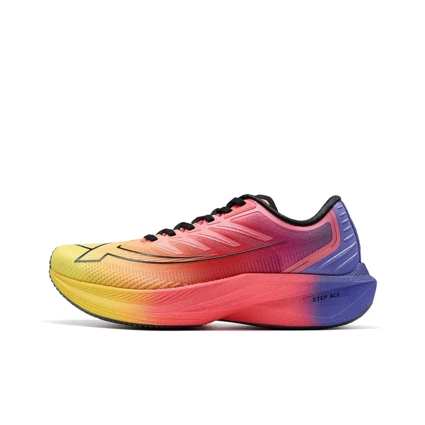 XTEP Running Shoes Men's Low Top Fluorescent Buddha's Hand Yellow/Fluorescent Camellia Red