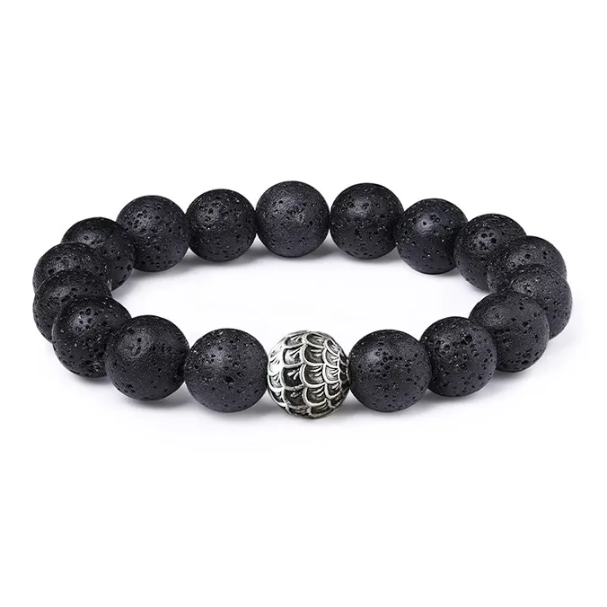 Yu Yin Volcanic Stone Alloy New Chinese Style Beaded Bracelet Men's