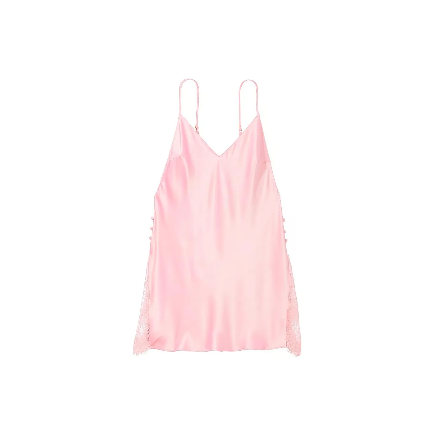 Victoria's Secret Сатин Plunge Кружево Inset Slip Pretty Blossom Ночная сорочка Женские Розовый