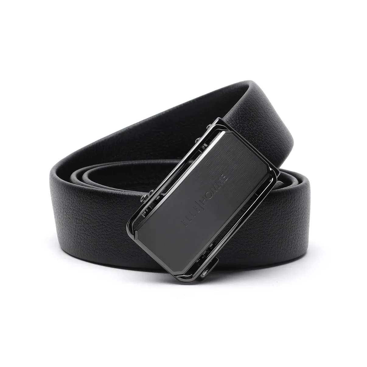 ELLE HOMME Automatic Buckle Belt For Men Fashion Casual Vintage Top Grain Cow Leather Belt Men's Black Width 3.55cm