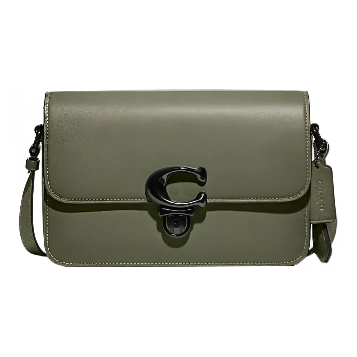 COACH Studio Leather Small Square Bag, Camera Bag, Crossbody Bag Medium Size Women's Army Green