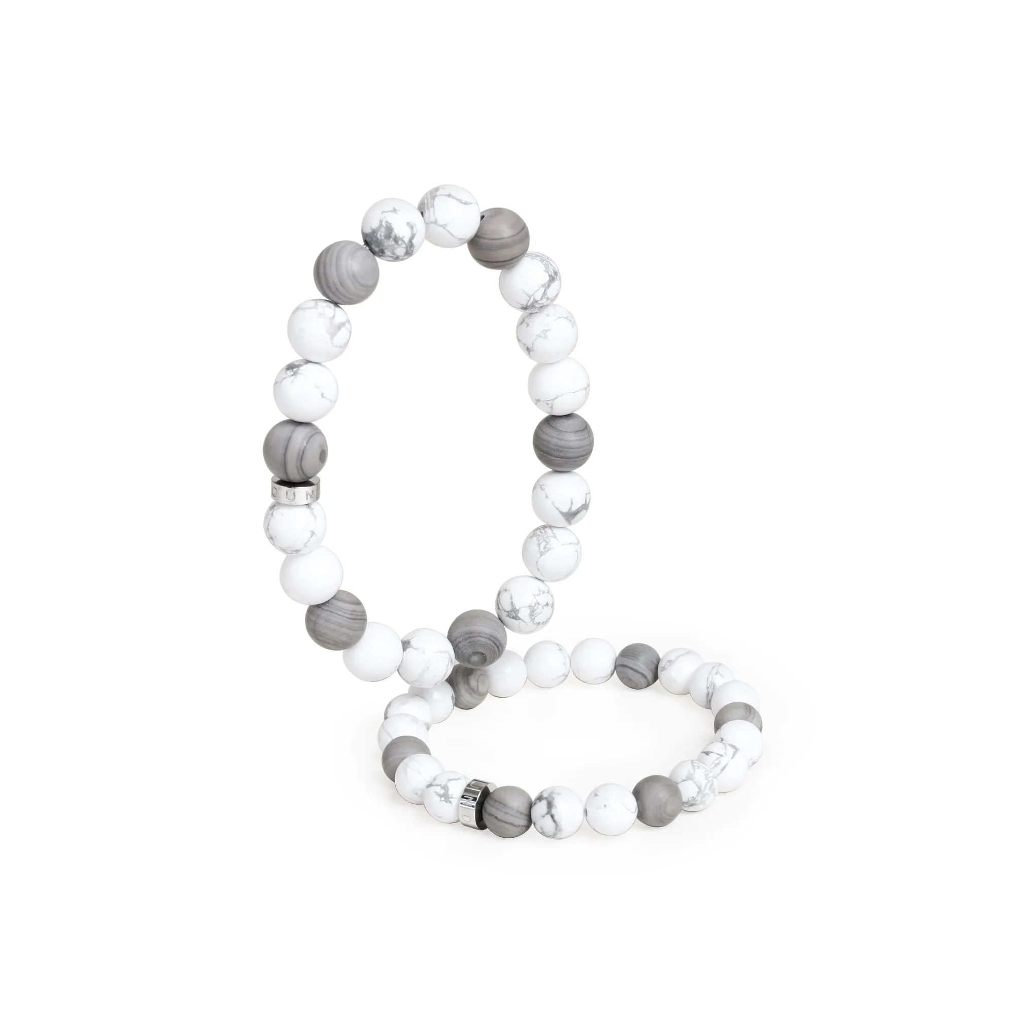 FOUNDIN Белый Бирюзовый Матовый Серебряный Линия Камень Браслеты Унисекс