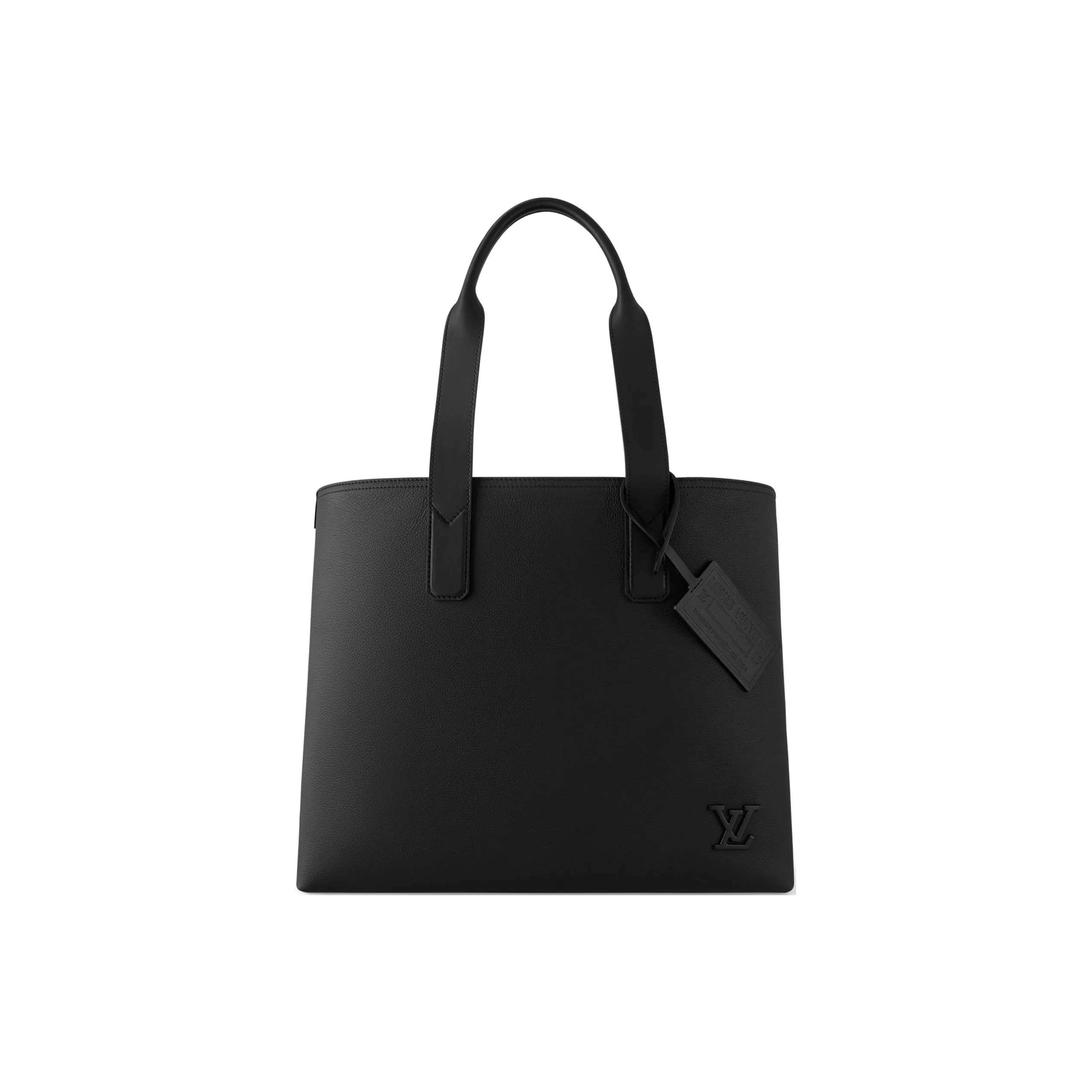 LOUIS VUITTON Cow Leather Tote Bag, Shopping Bag, Shoulder Bag, Handbag Men's Black