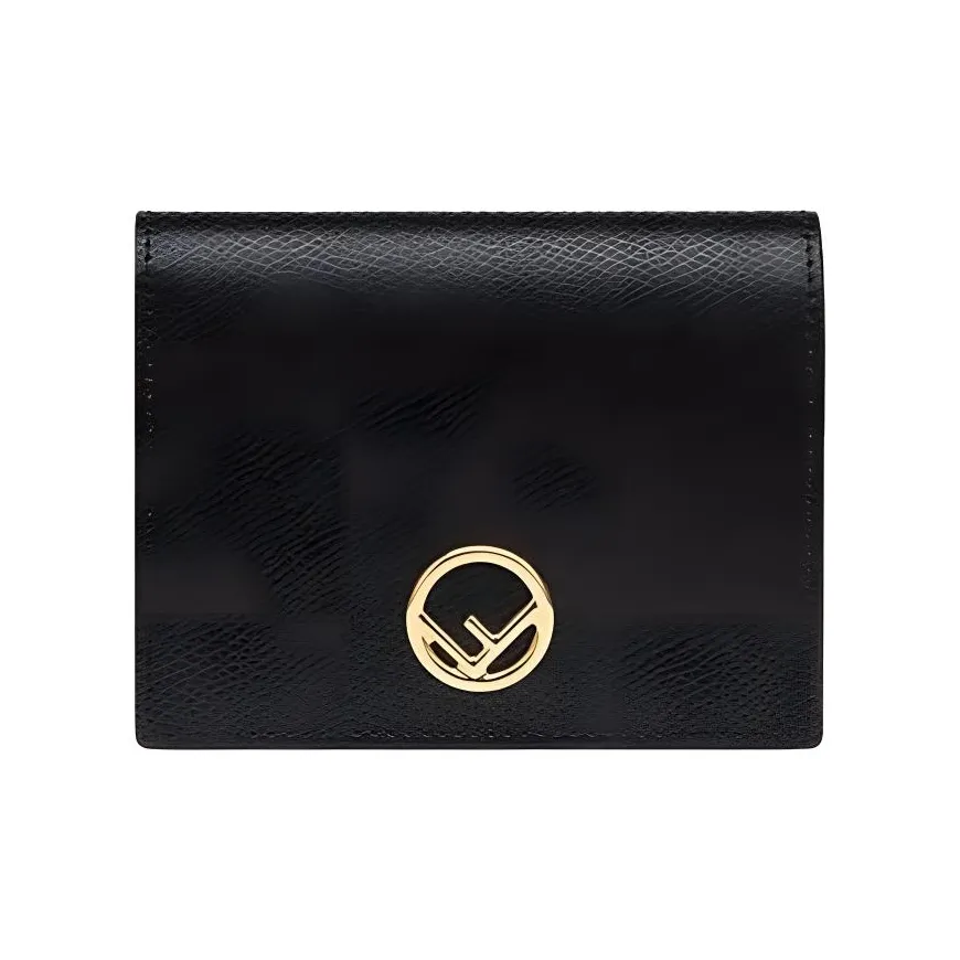 FENDI F Is Fendi Calfskin Wallets Card Holders Women's Black