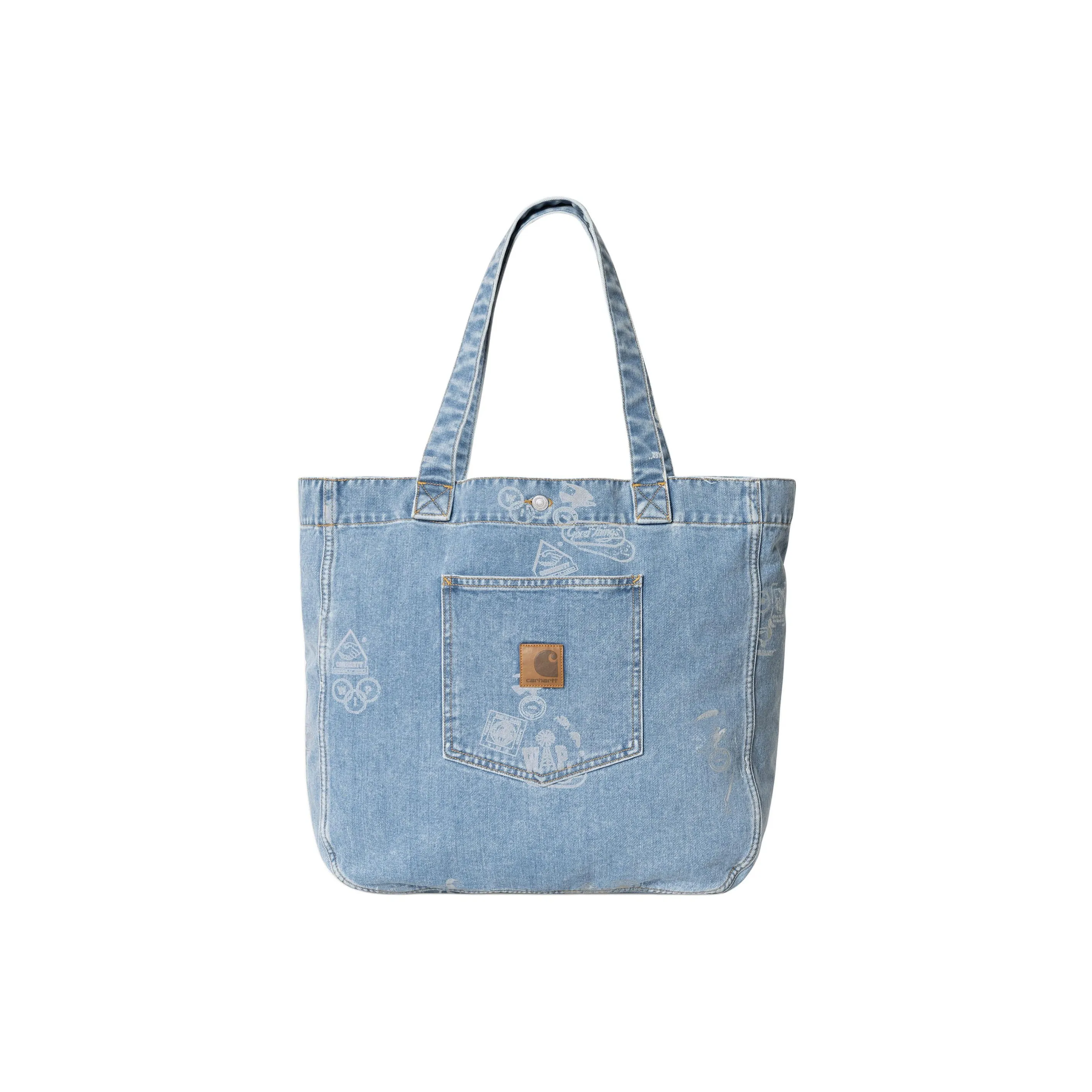 Carhartt WIP 100% Cotton Tote Bag, Shopping Bag, Shoulder Bag, print Regular Men's Blue