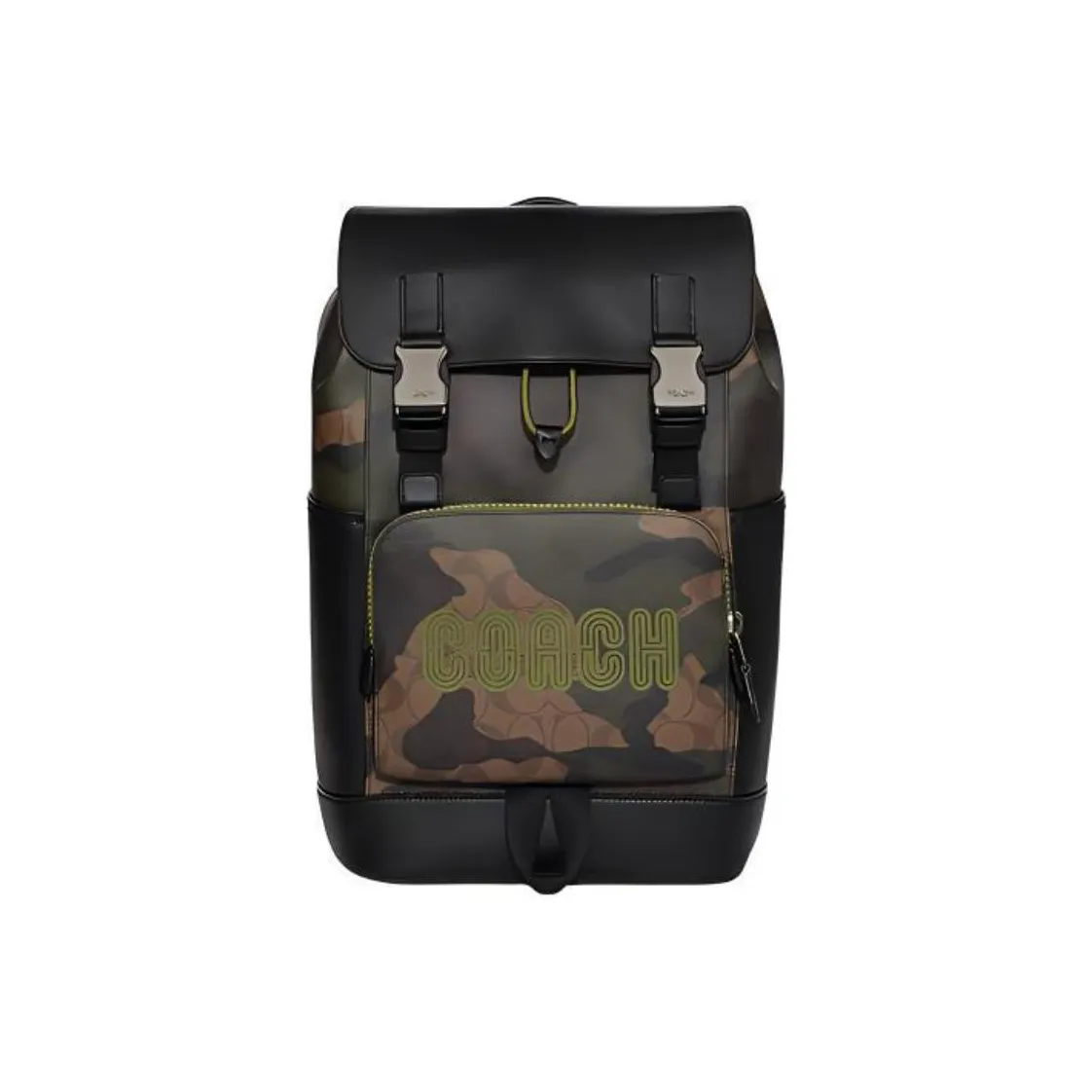 COACH Track Cow Leather With Textile Backpack Large Size Men's Khaki & Olive Green