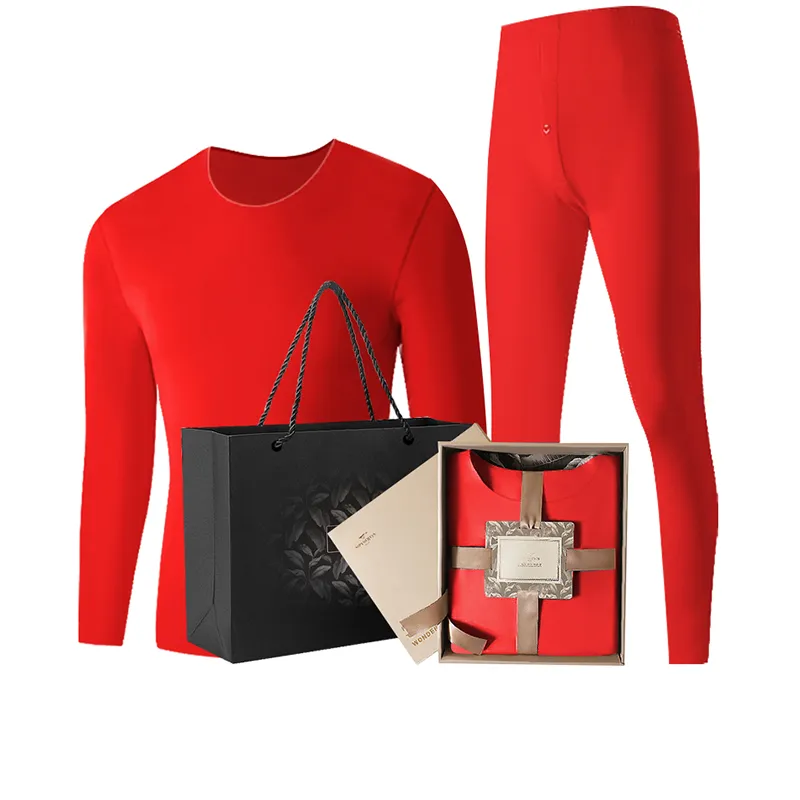 SEPTWOLVES Thermal Set Men's Gift Box Set+Shopping Bag Red