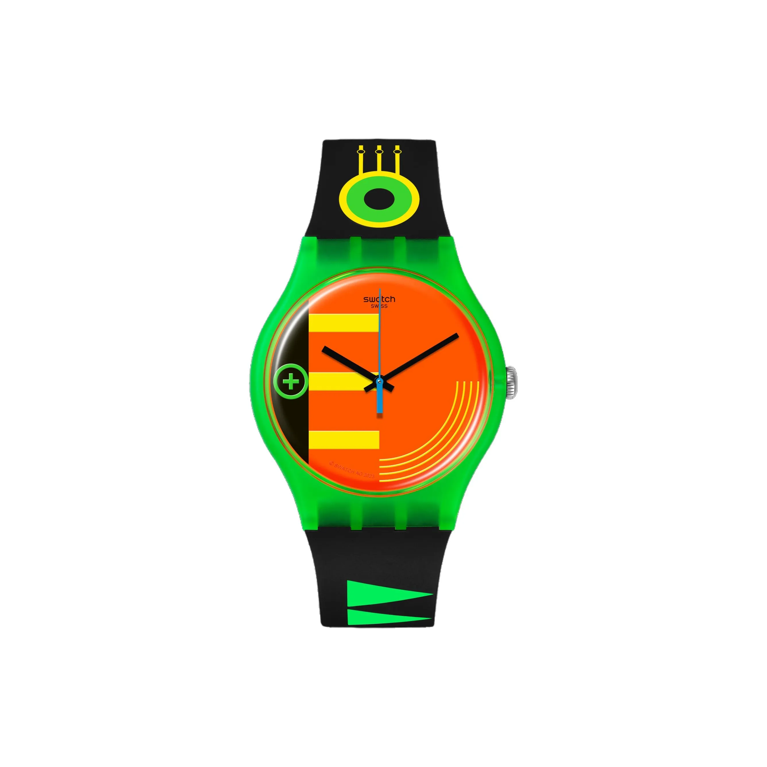 Swatch Neon Collection Кварцевый механизм Унисекс Часы 41 мм Апельсиновый циферблат Часы Bio Based Материал Корпус Часы Силиконовый ремешок