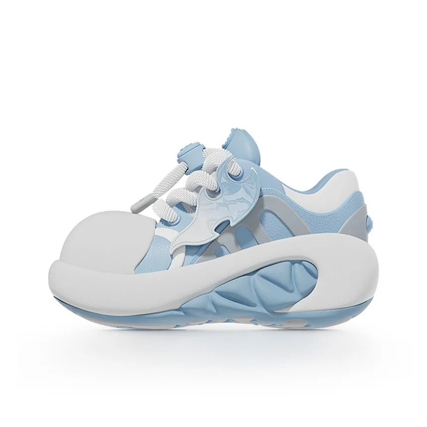CHIKOKU Cushioning Anti Slip Wear Resistant Waterproof Breathable Coverage Support Low Top Chunky Sneakers Women's Blue