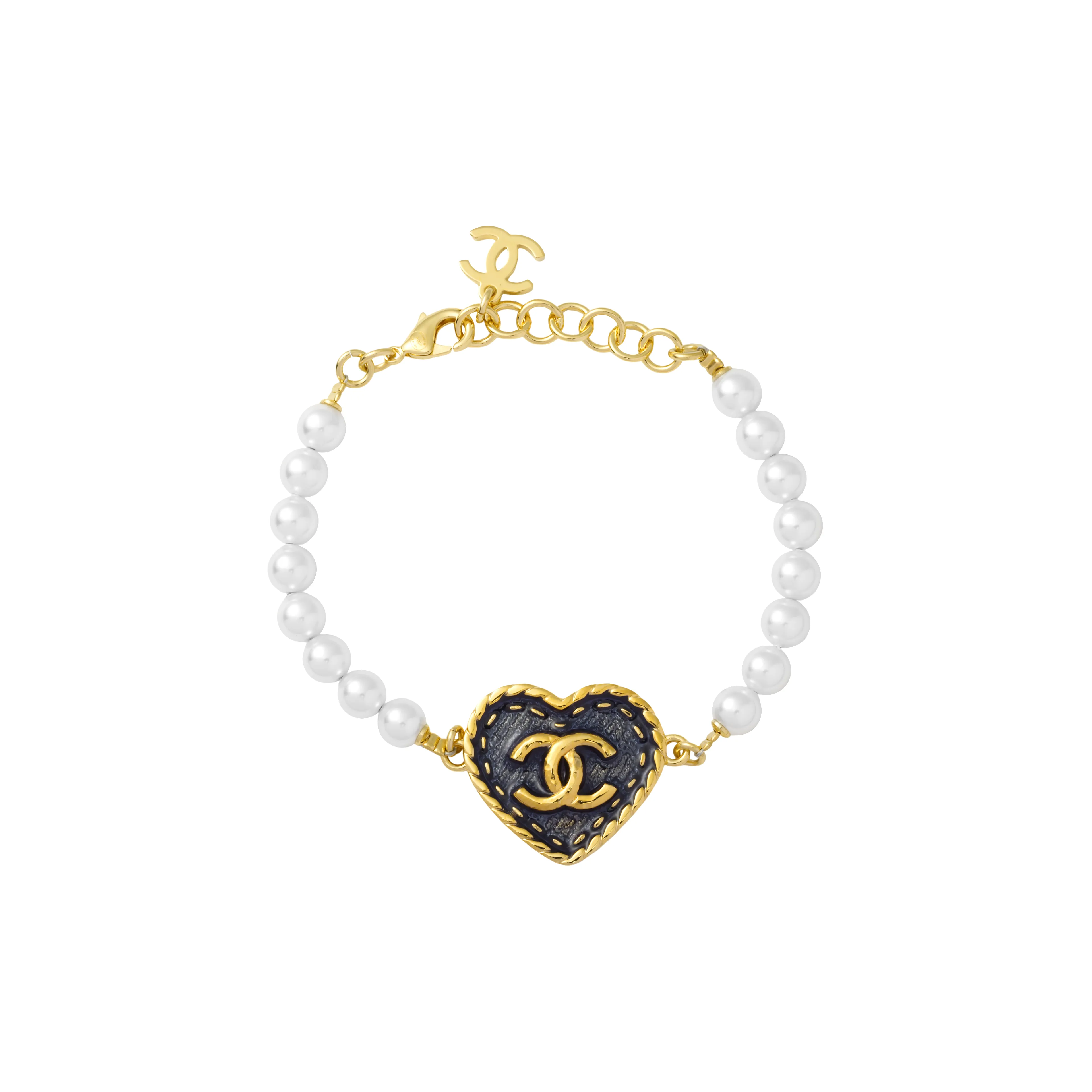 CHANEL 1986 1988 Cc Heart Bracelet