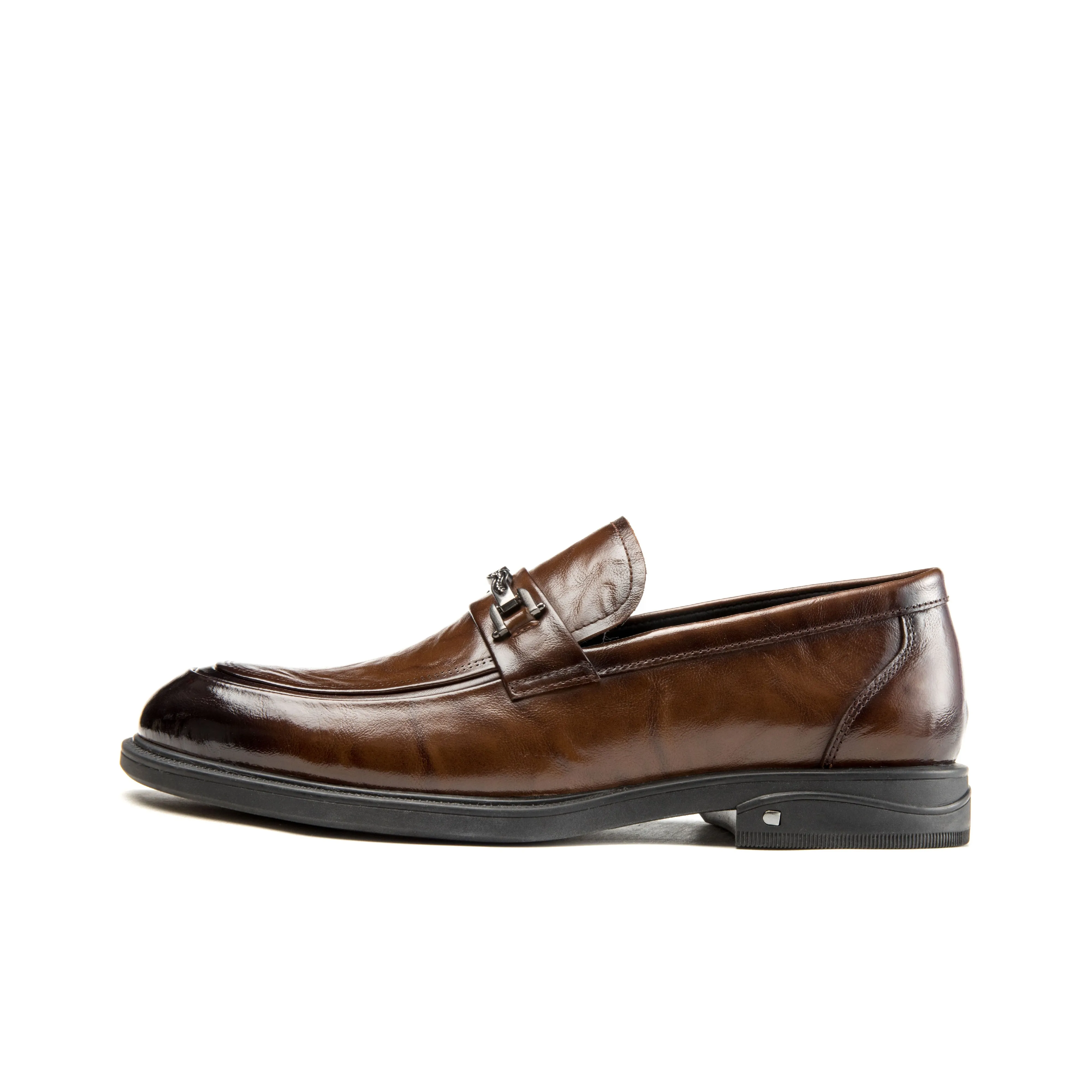 AOKANG Business Formal Leather Shoes With Anti-Wrinkle Slip-on Casual Shoes Men's Brown