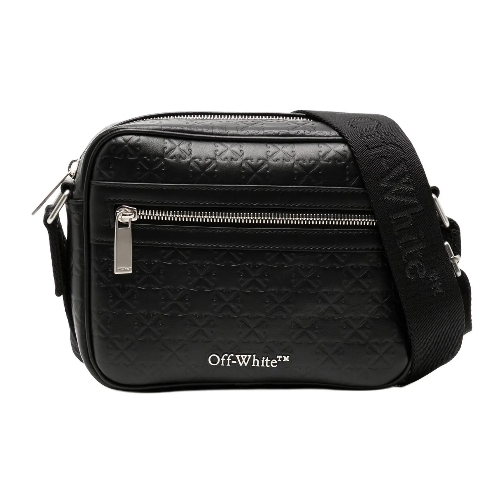 OFF WHITE Leather Messenger Bag, Shoulder Bag, Crossbody Bag Men's Black