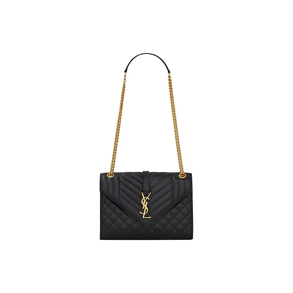 SAINT LAURENT Envelope Bag Medium Matelasse Leather Noir