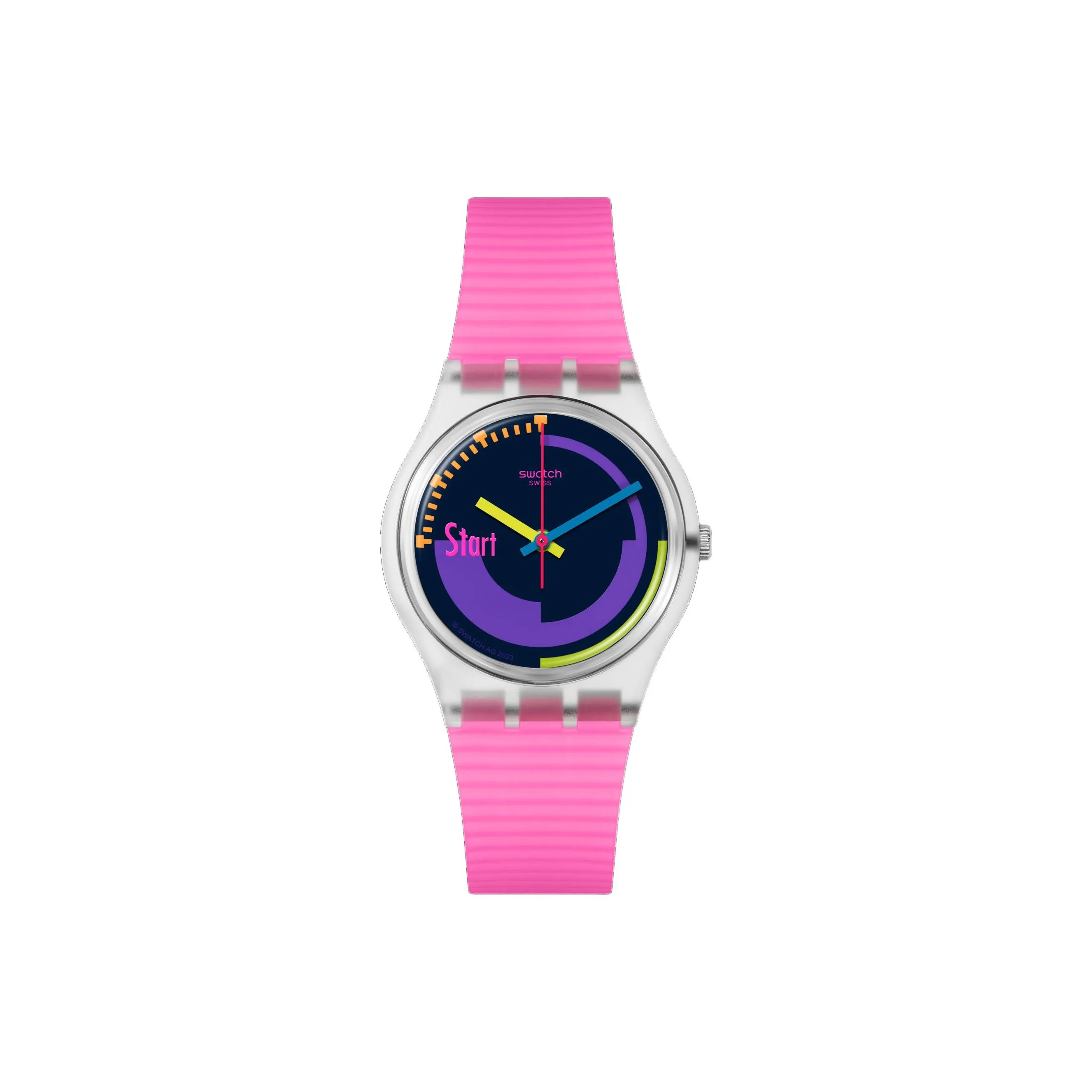 Коллекция SWATCH Neon Кварцевый механизм Унисекс Часы 34 мм Фиолетовый Циферблат Часы на биоразлагаемом материале Часы с силиконовым ремешком