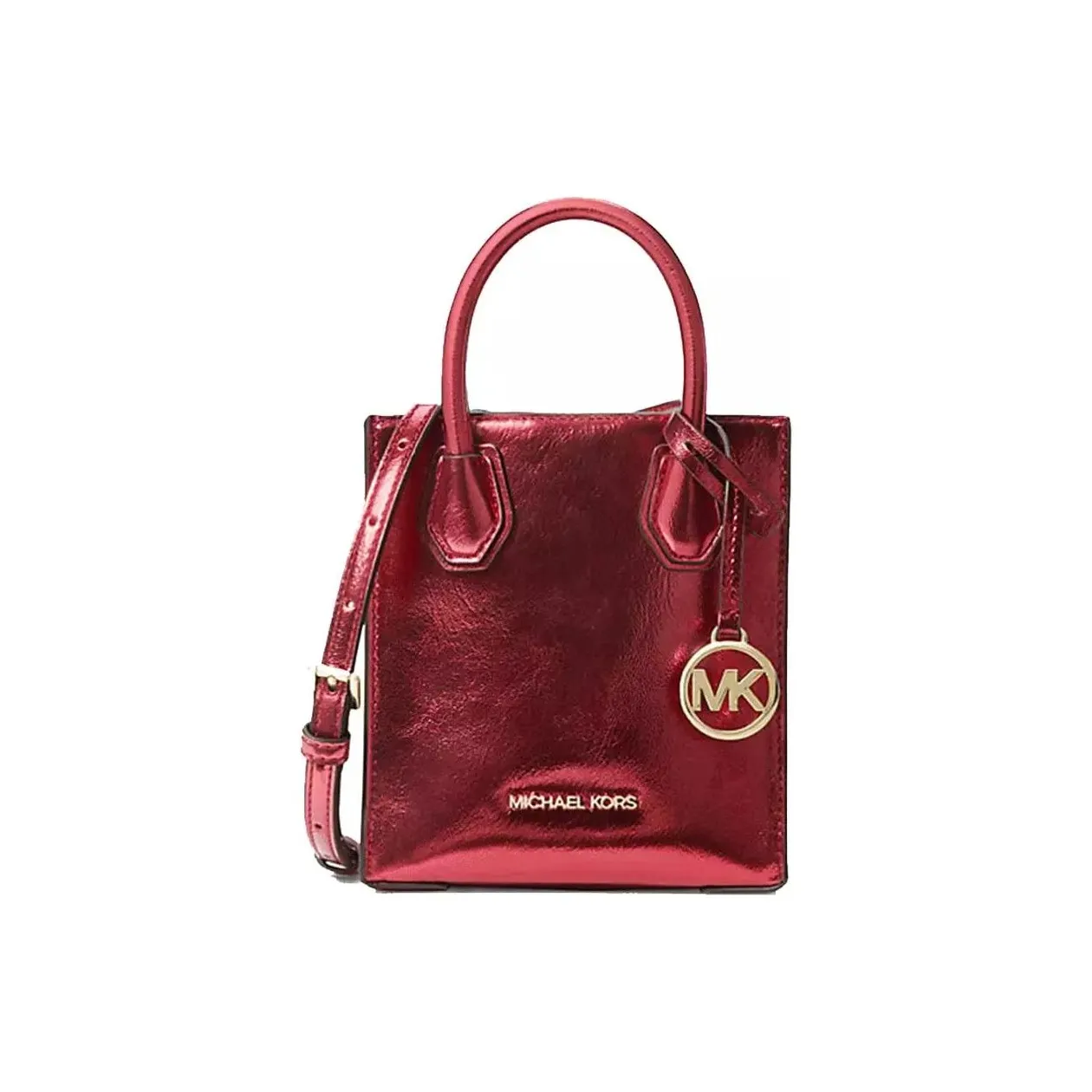 MICHAEL KORS Mercer Patent Leather Portable Crossbody One Shoulder Handbag Extra Small Women's Deep Red