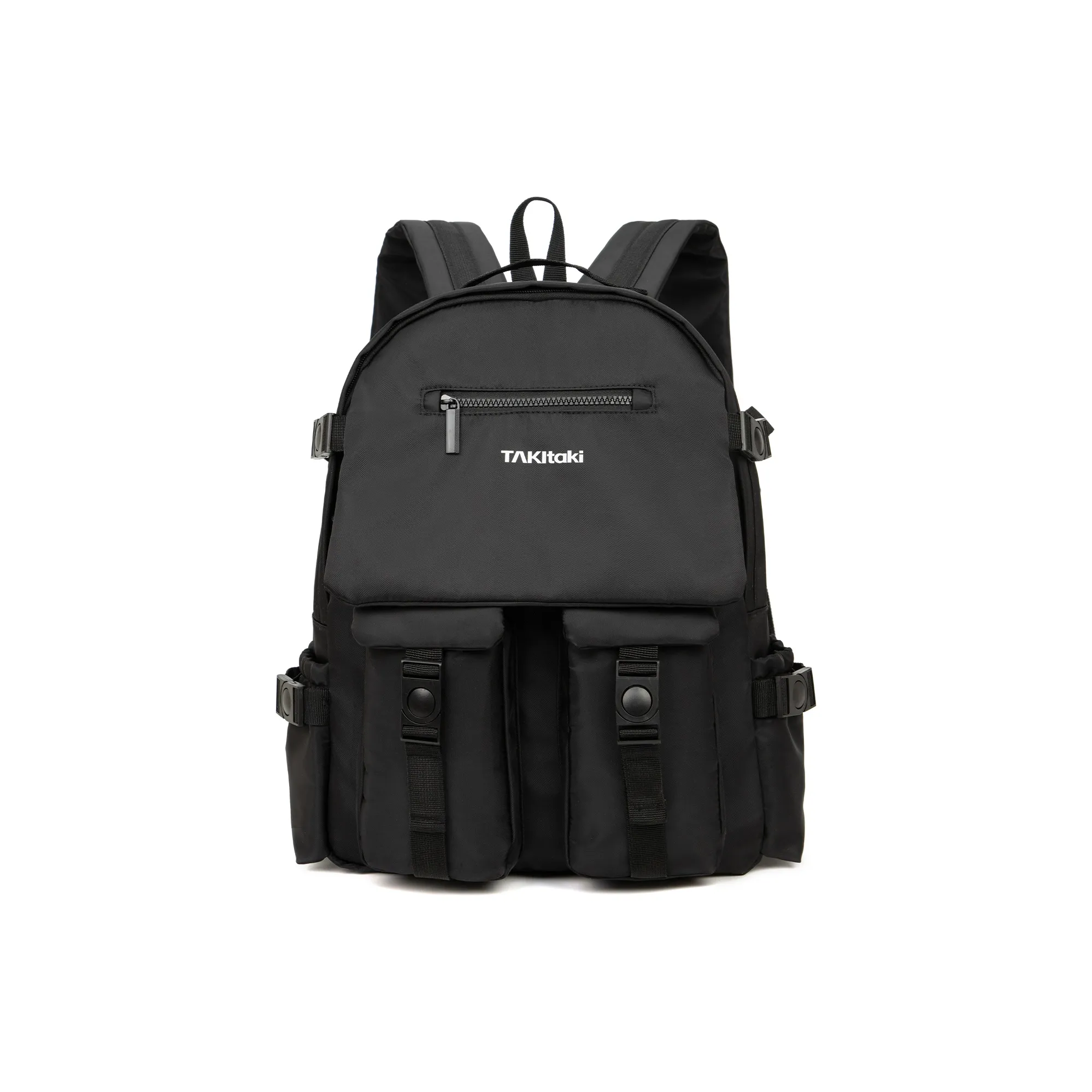 TAKI Oxford Buckle Multicolor Flap Backpack For Middle School And High School Students Unisex Black/Gray/White/Green