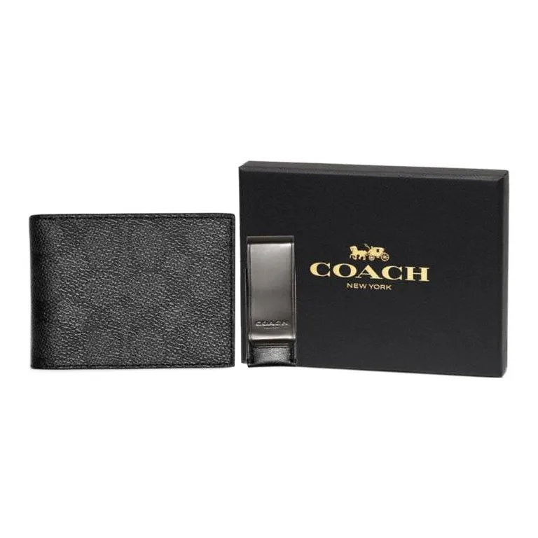 COACH Boxed PVC Кошелек Набор и Кошелек Мини Мужской Черный