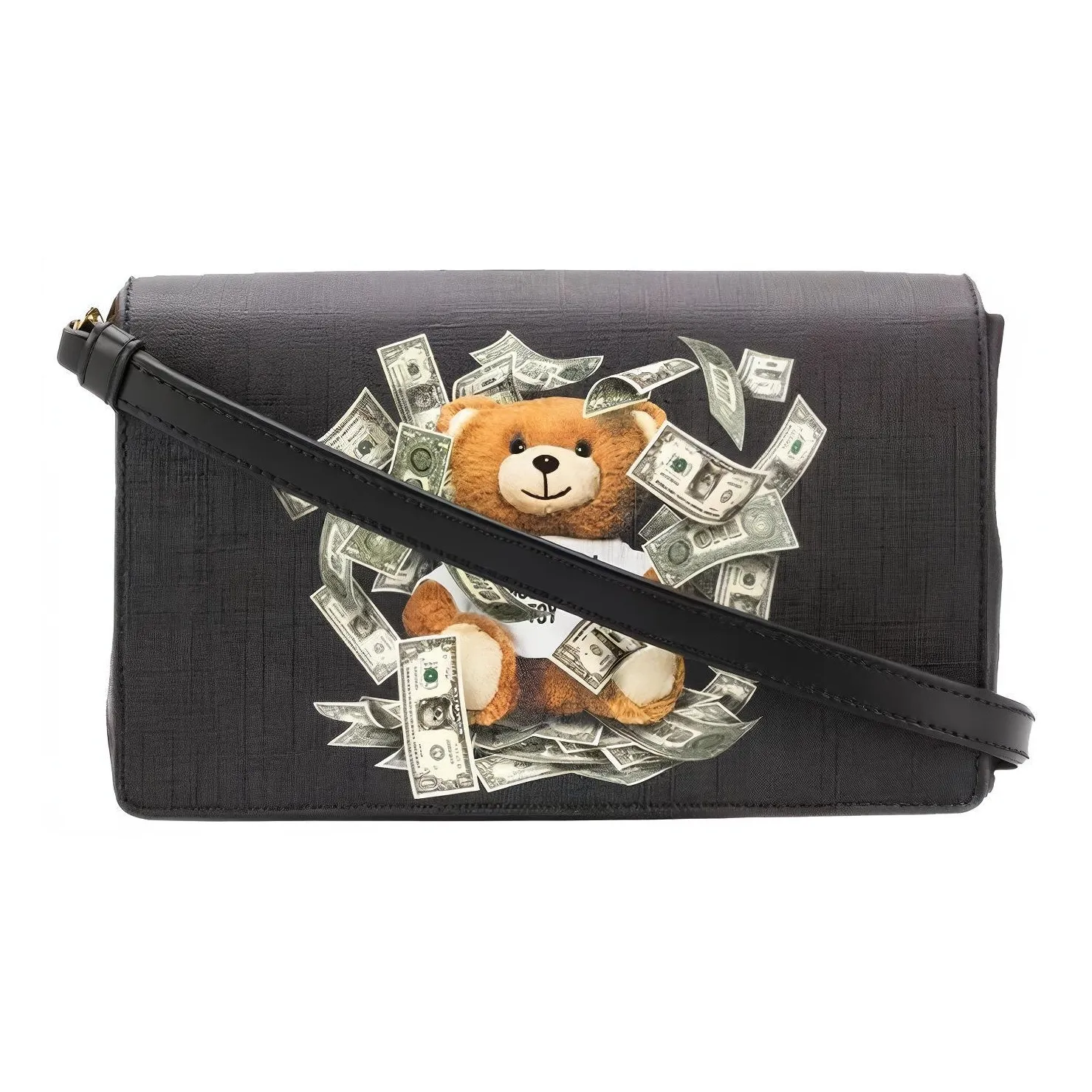 MOSCHINO Leather Shoulder Bag, Crossbody Bag Women's Black