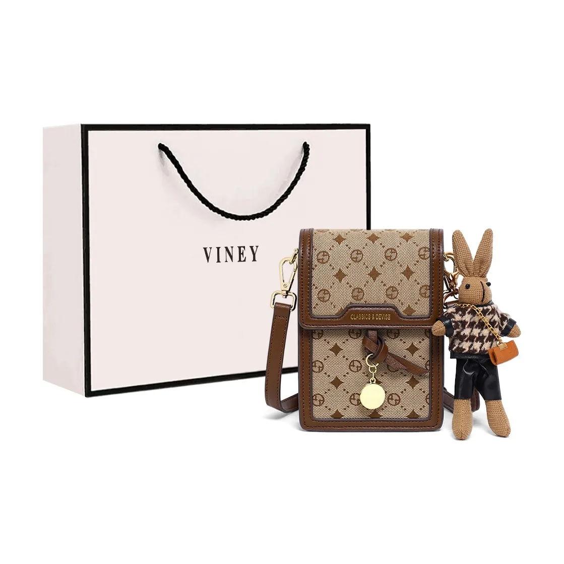 VINEY Чехол для телефона из ткани сумка через плечо маленькая женская цвет эбеновое дерево