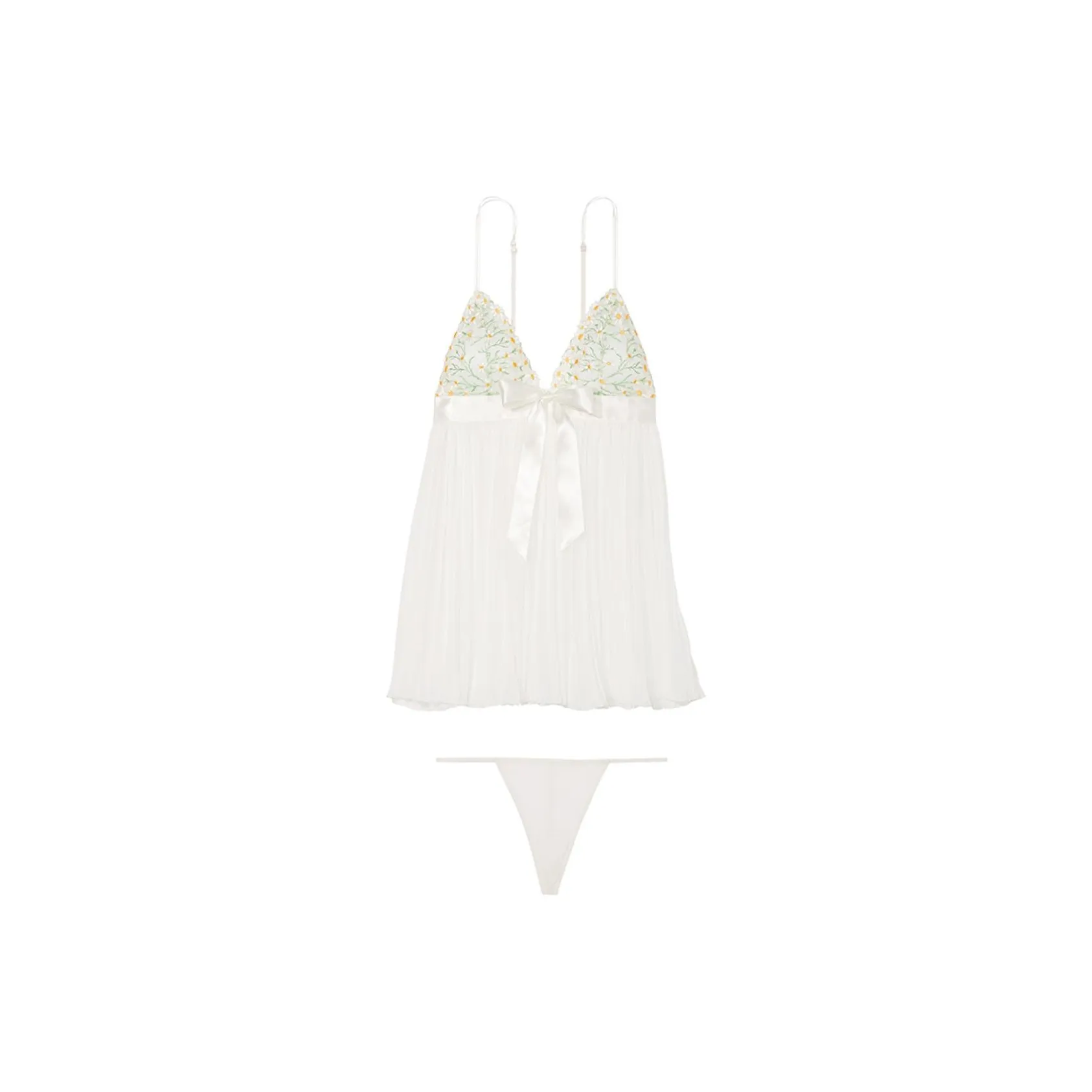 Victoria's Secret VERY SEXY Daisy ChainEmbroidery PleatedBabydollSet Underwear Set Women's