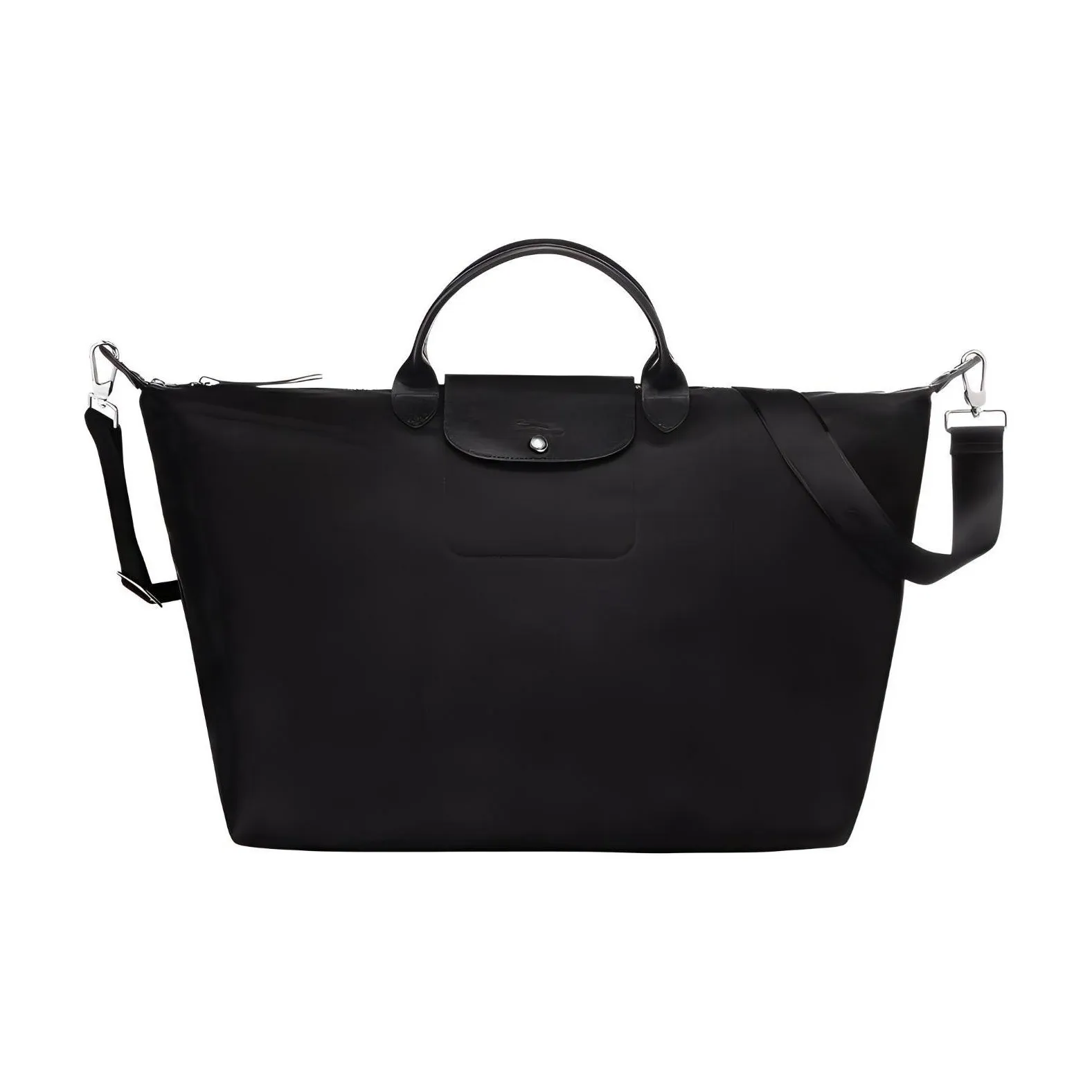 LONGCHAMP Le Pliage Néo Cow Leather Travel Bag Handbag Large Size Women's Black