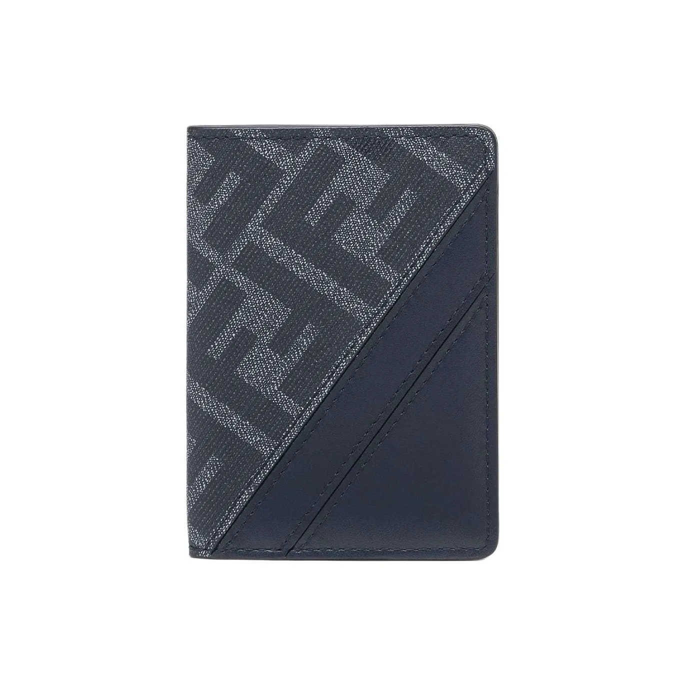 FENDI FF Canvas With Calfskin Card Holder Men's Blue