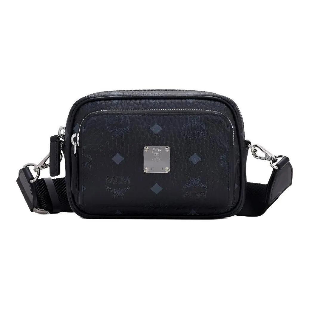 MCM Klassik Visetos Искусственная кожа Сумка через плечо Мини Мужская Черная