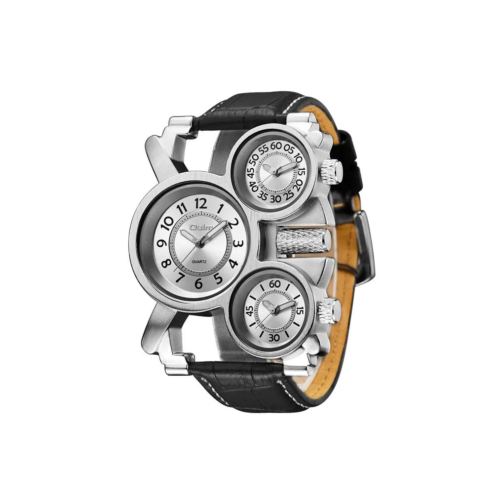 Oulm Кварцевый механизм Часы Мужские Серебристый циферблат