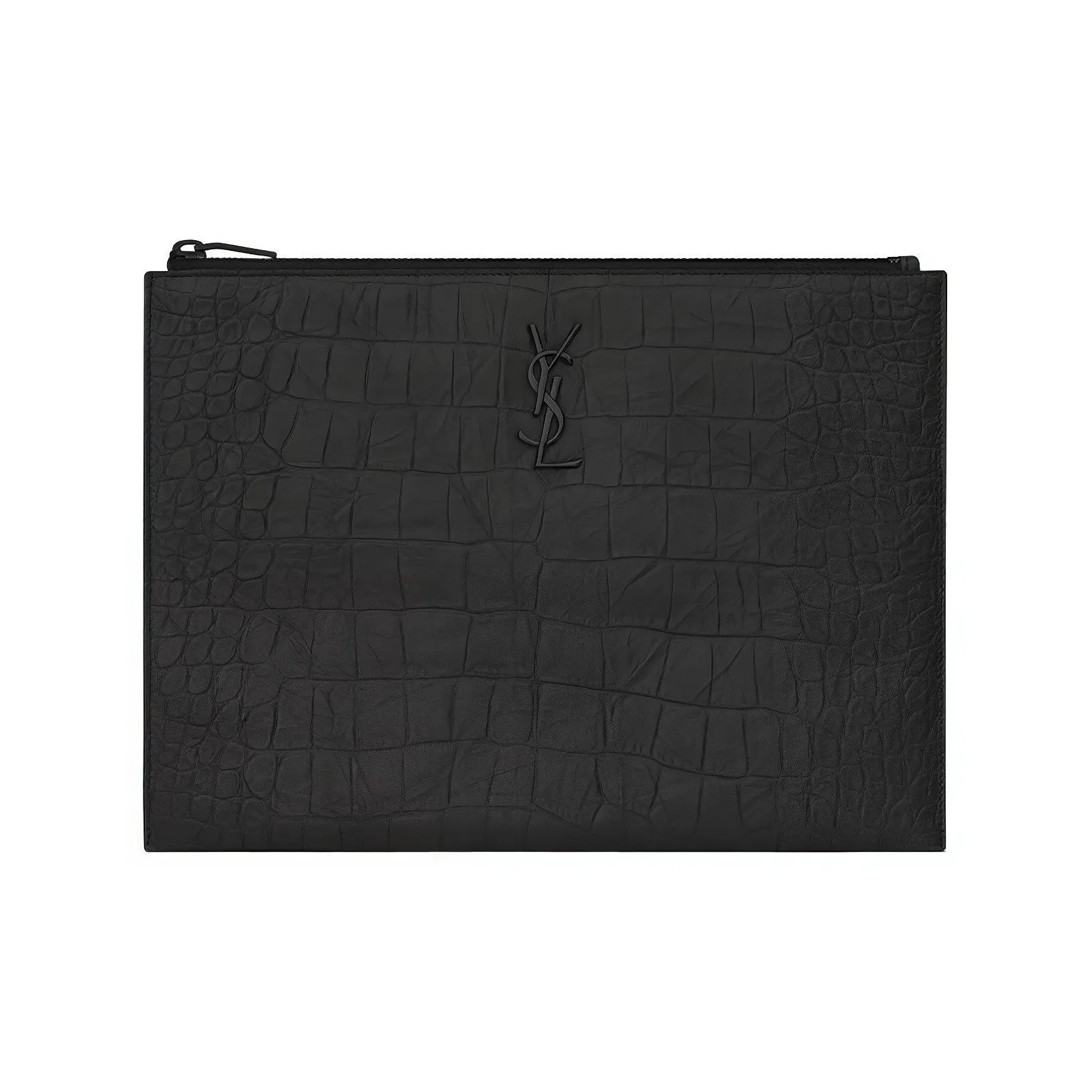 SAINT LAURENT Leather Clutch Tablet Bag IPad Storage Bag Shoulder Bag Regular Men's Black