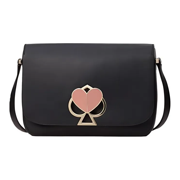 Kate Spade Nicola Cow Leather Shoulder Bag Crossbody Bag Medium Size Women's Black