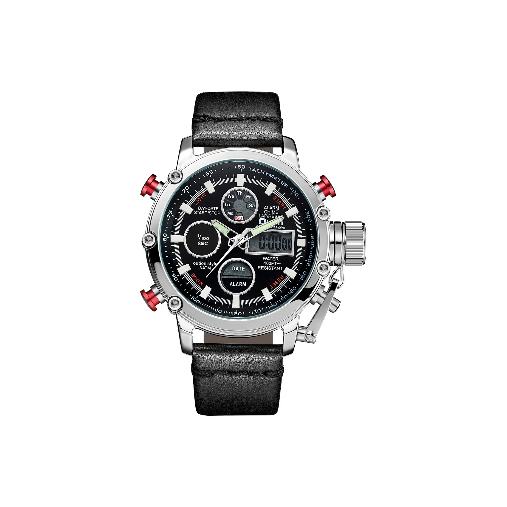 Oulm Электронные Механические Часы Мужские Черный Циферблат