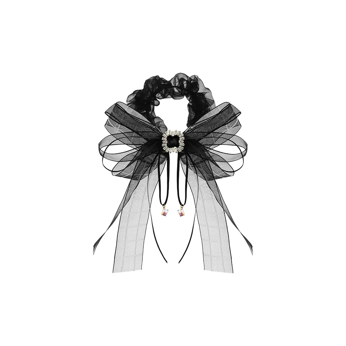 ROYALSASA Silk Chiffon Faux Crystal Hair Tie Women's