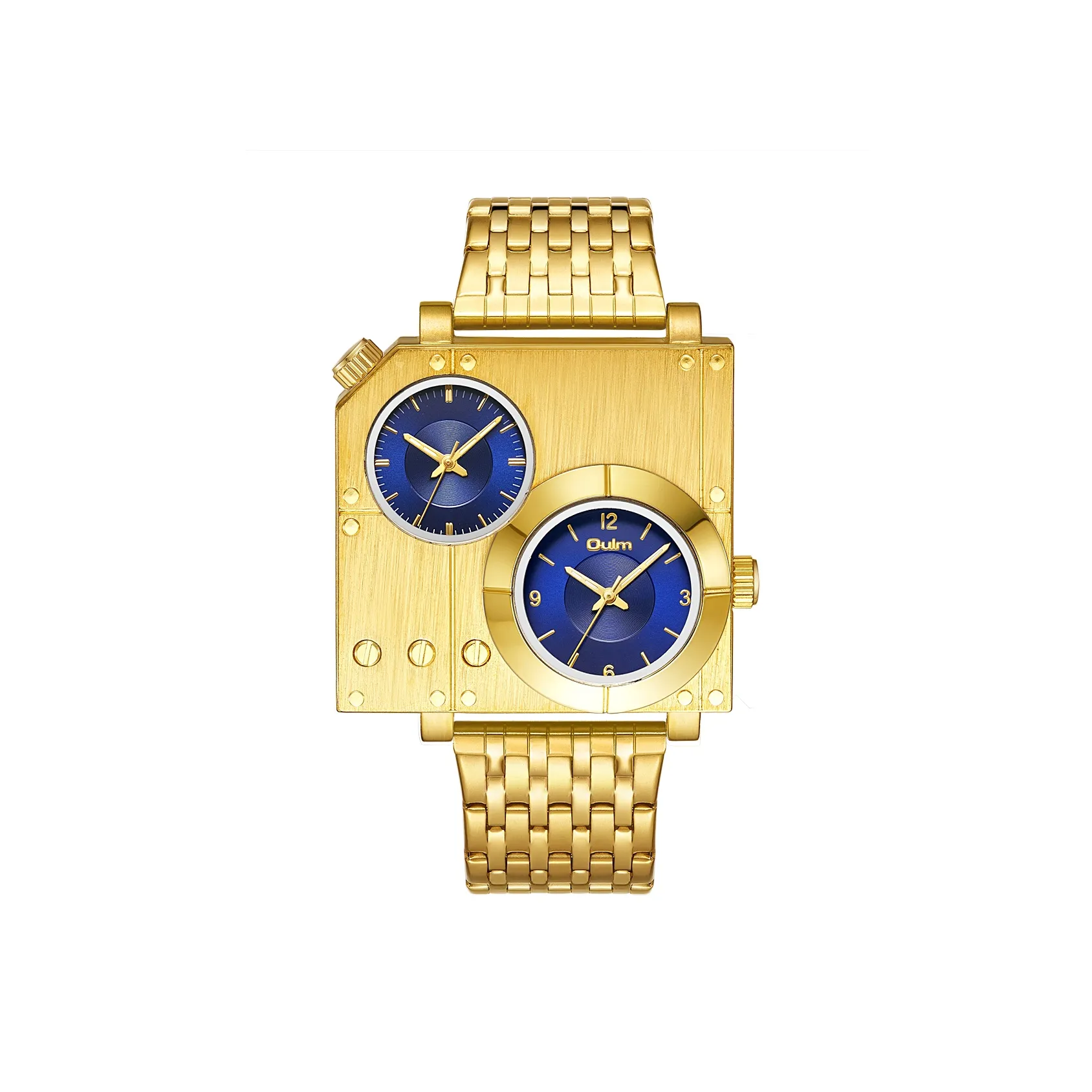 Oulm Кварцевый механизм стальной ремешок мужские часы золотой циферблат