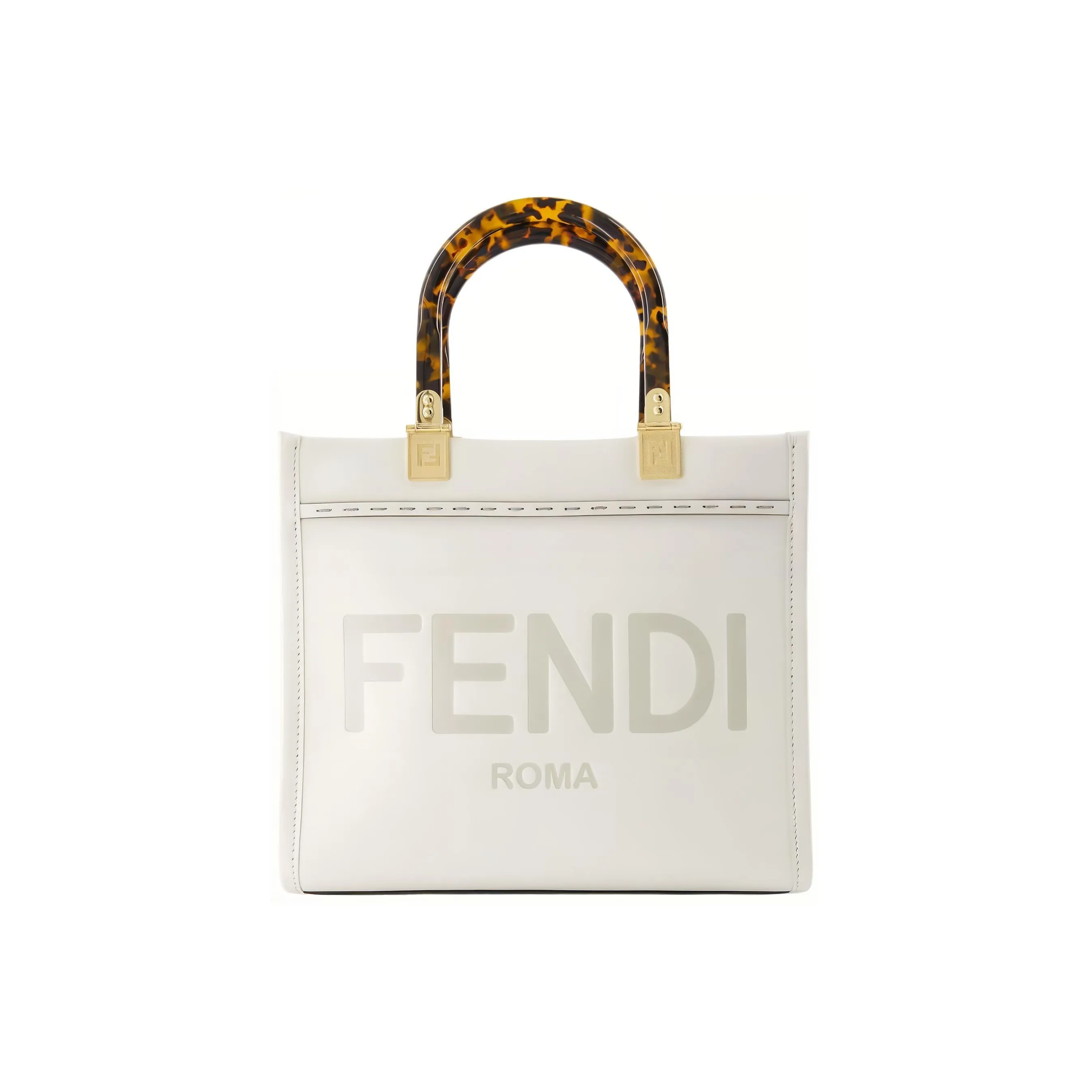 FENDI Sunshine Calfskin Tote Bag, Shopping Bag, Shoulder Bag, Crossbody Bag, Handbag Trumpets Women's White