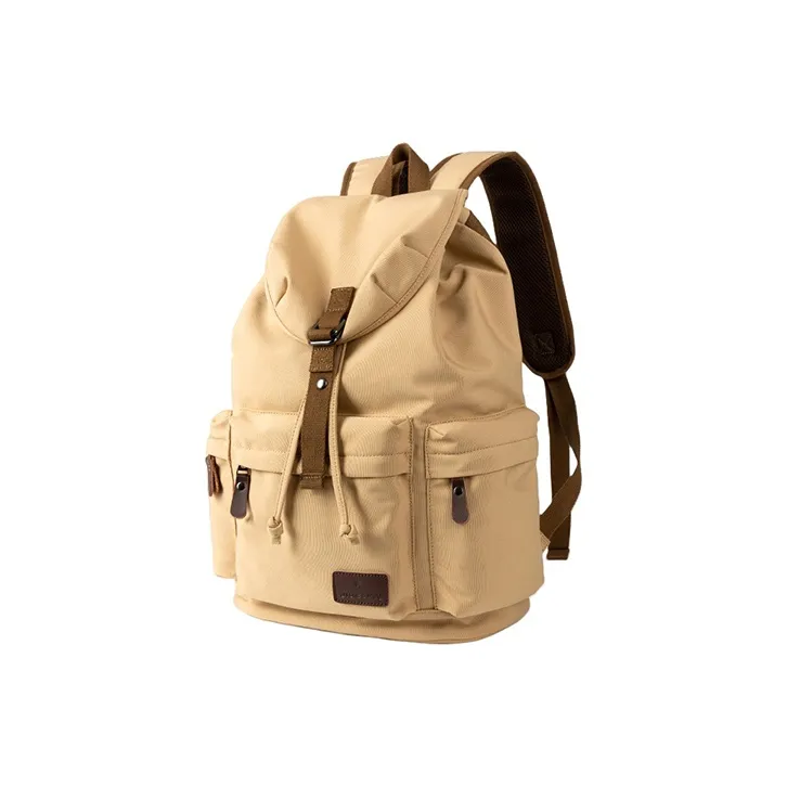 PULUWIRR Canvas Backpack Regular Unisex Khaki Blue/Black