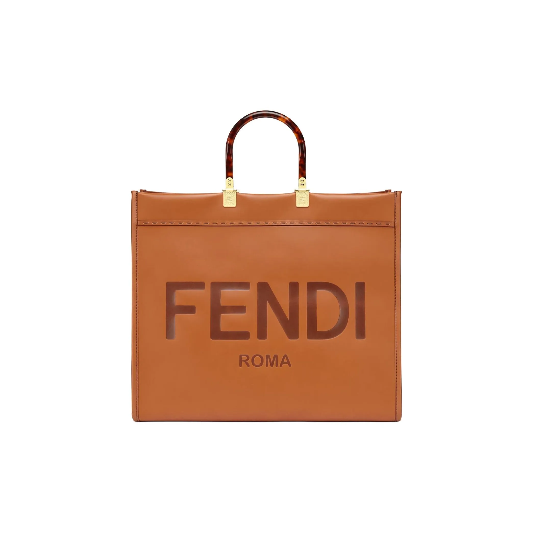 FENDI Sunshine Calfskin Tote bag Swarovski Shopping bag Swarovski Shoulder bag Swarovski Crossbody bag Swarovski Handbag Swarovski Small Size Women's Brown