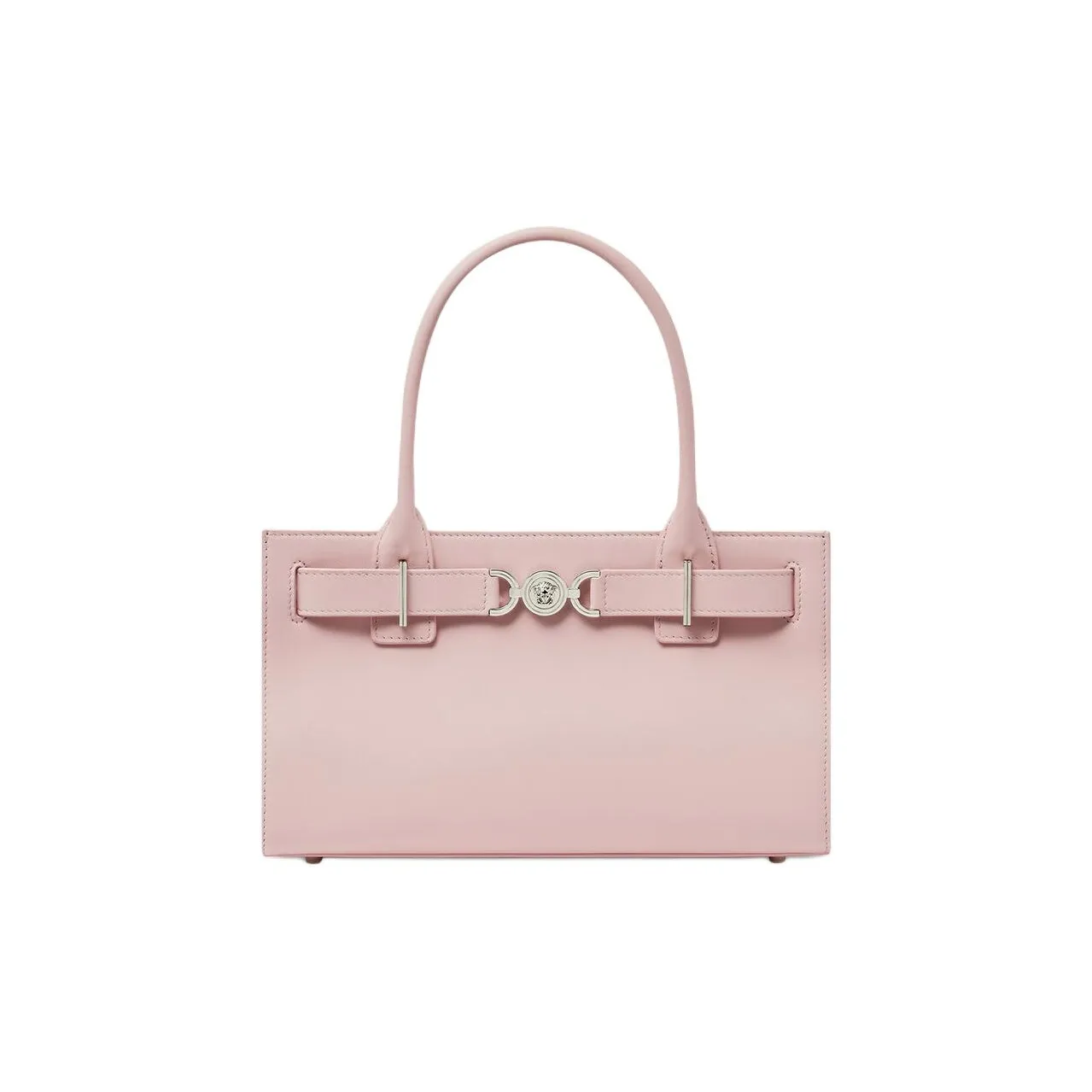 VERSACE Grain Plain Weave Leather Tote Bag, Shopping Bag, Shoulder Bag, Handbag Medium Size Women's Light Pink Red