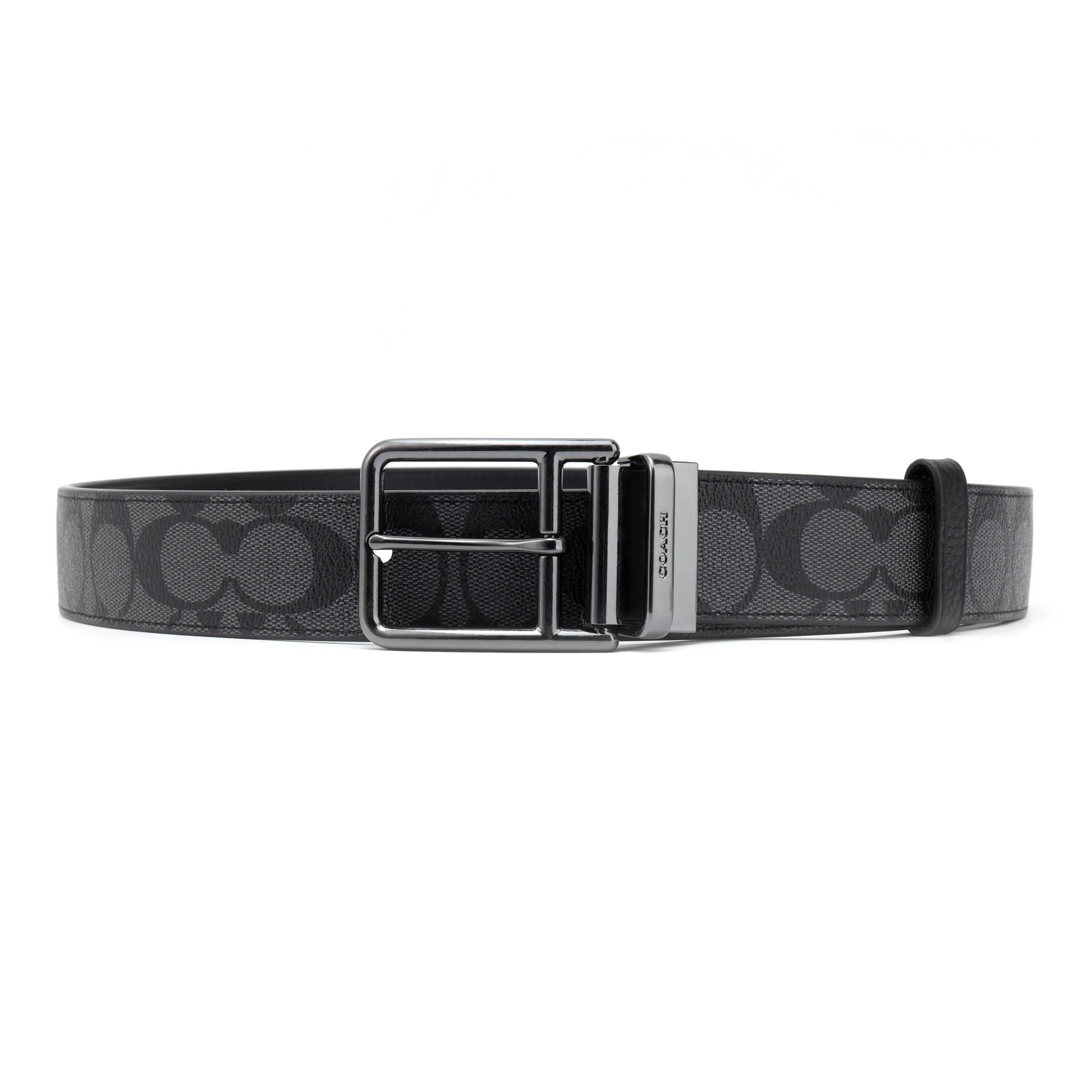 COACH Harness Buckle Cut-To-Size Reversible Belt Black