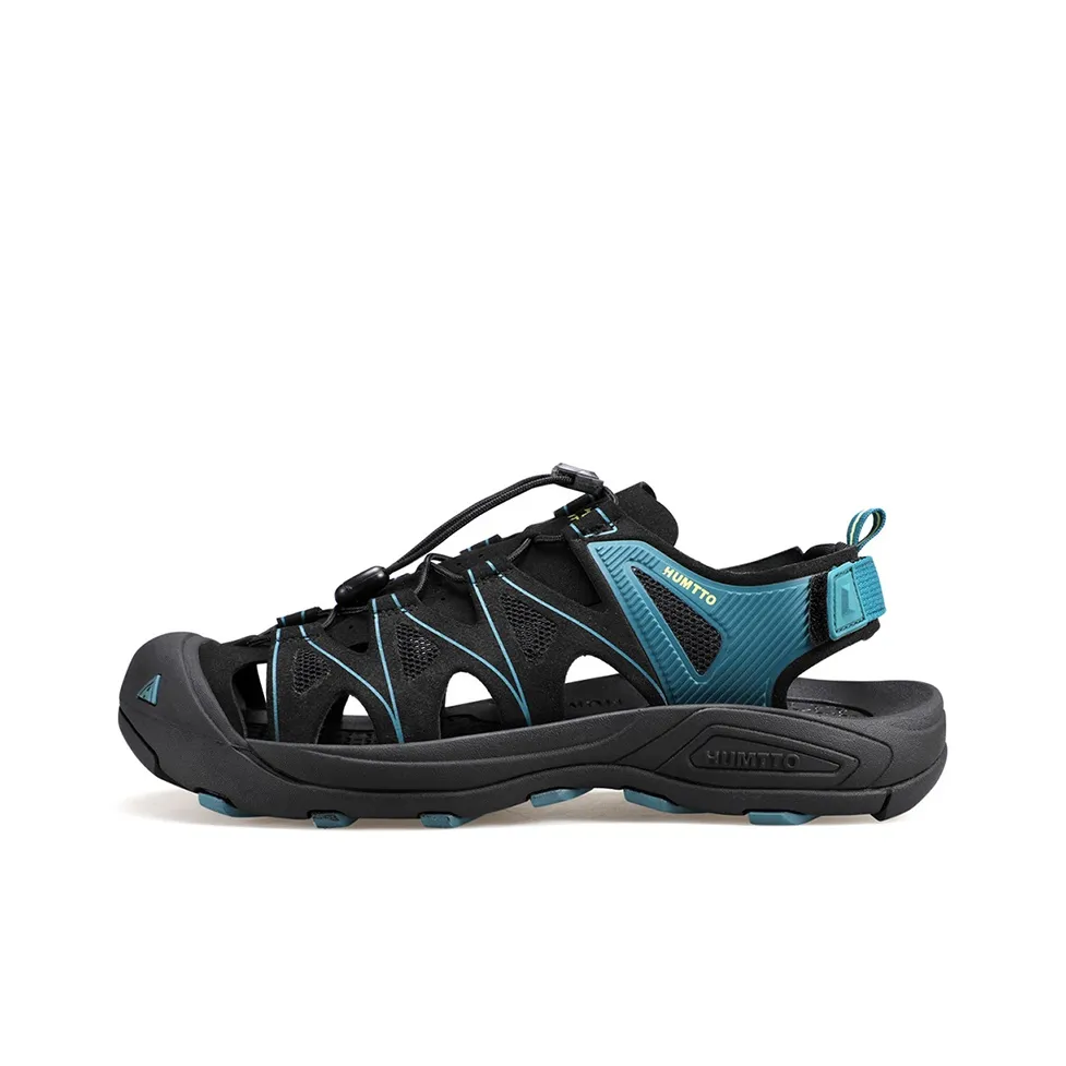 HUMTTO Beach Sandals Men's Black Cyan Blue
