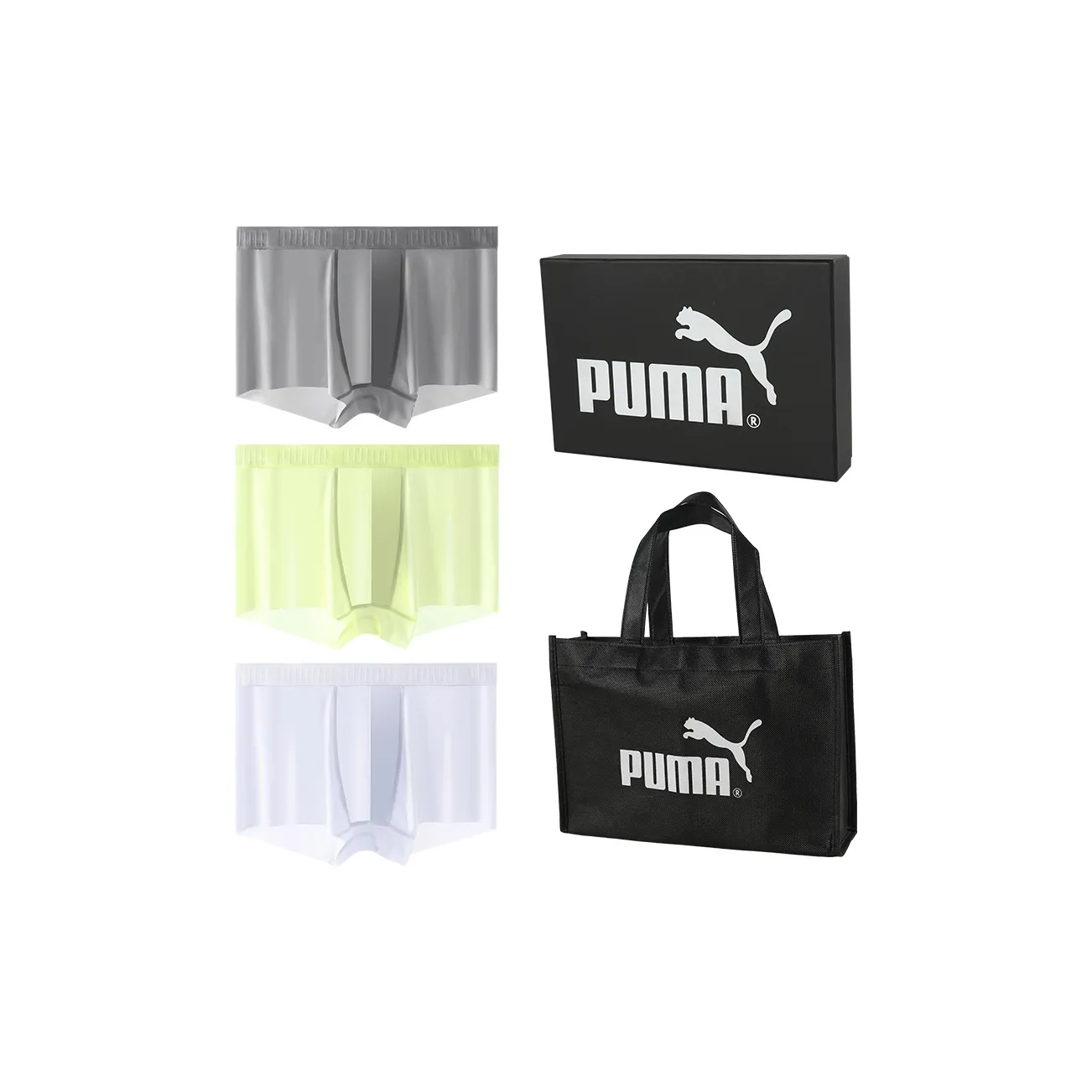 PUMA Men's Underwear Gift Box Set Silver Gray Light Green PUMA Мужское нижнее белье подарочный набор серебряный серый светло-зеленый